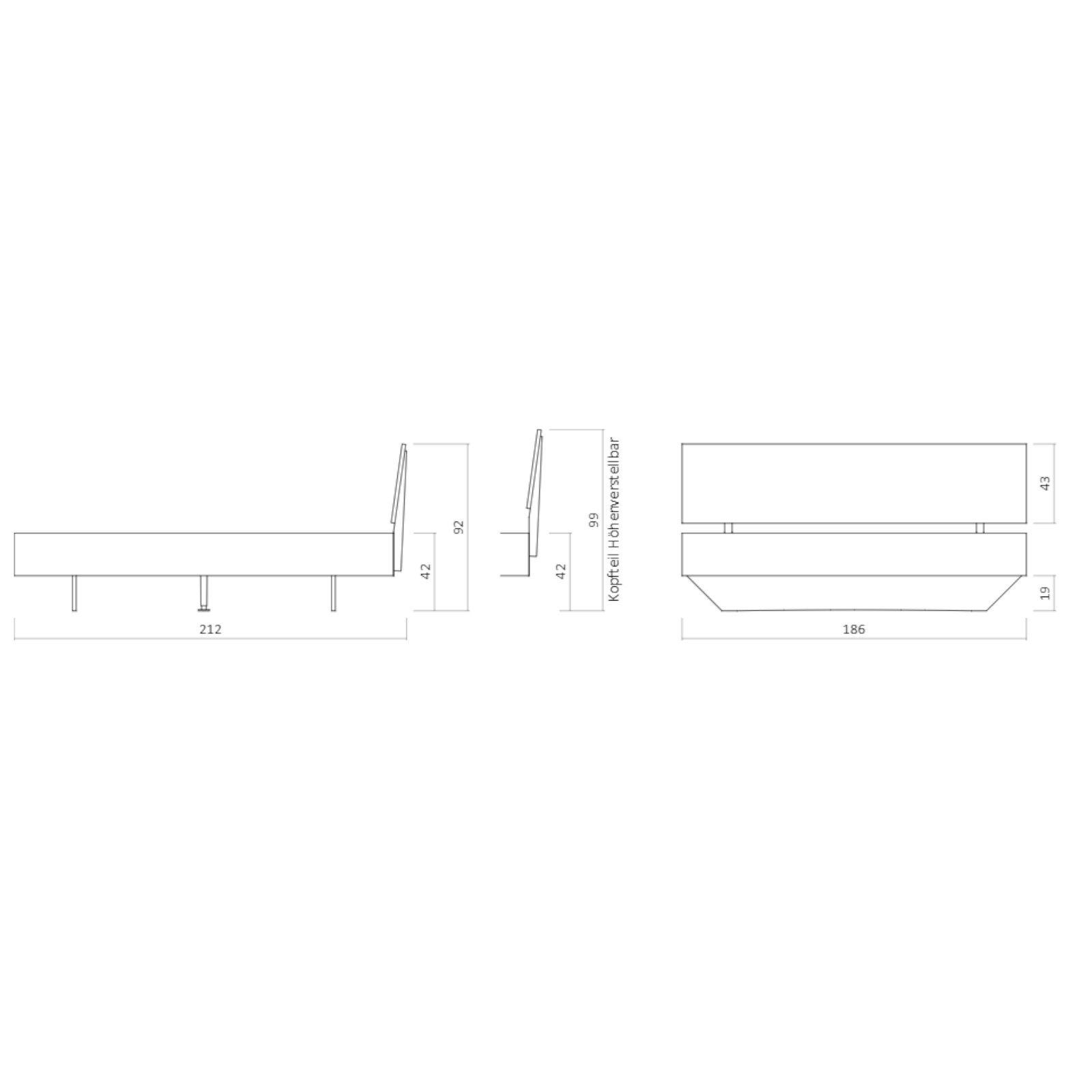 Dico Wildeiche Massivholz Bettrahmen Cloud incl. Kopfteil 360.46