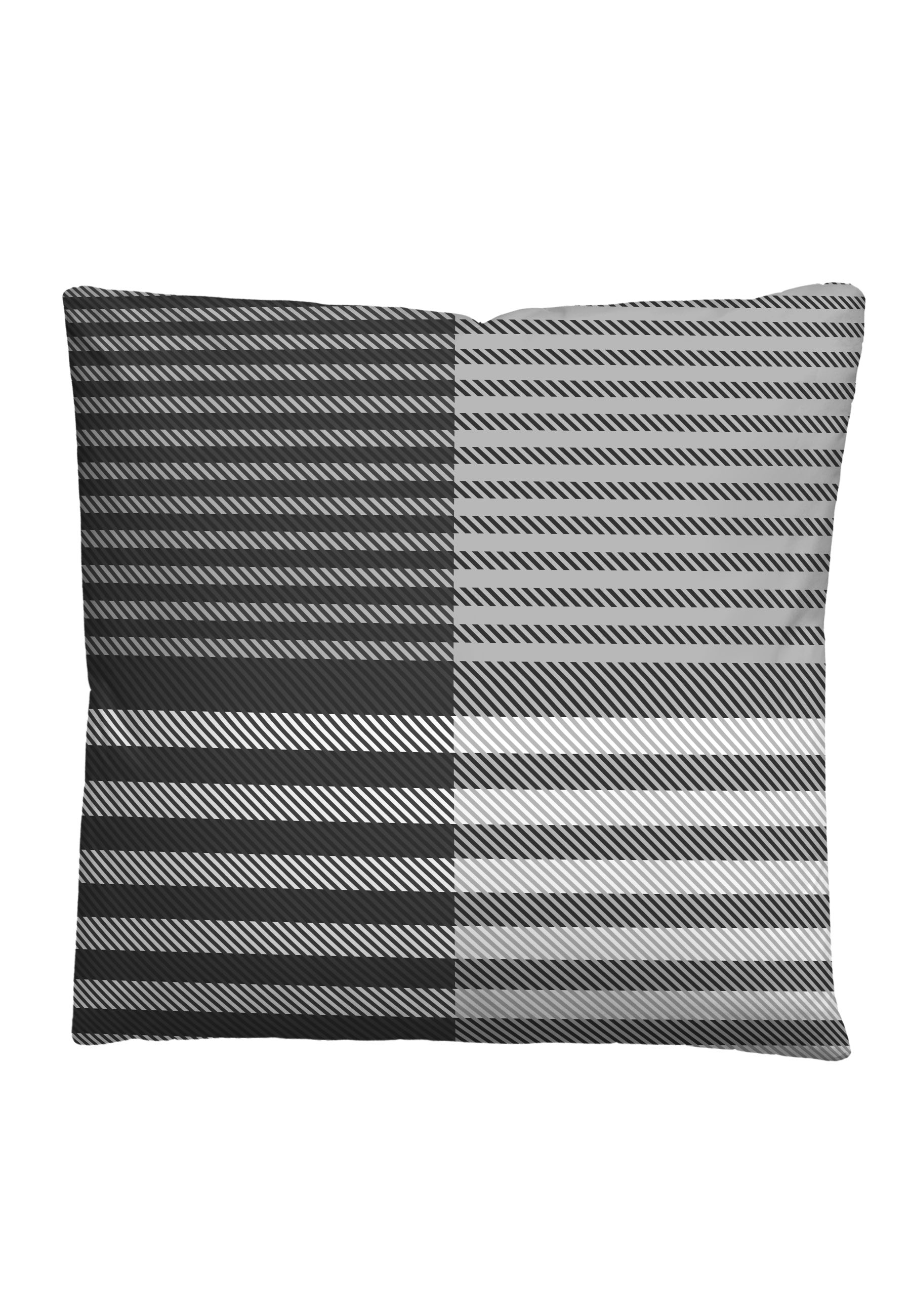 Biberna Karo-Streifen 135x200 cm+80x80 cm, Feinbiber Bettwäsche silber/grau