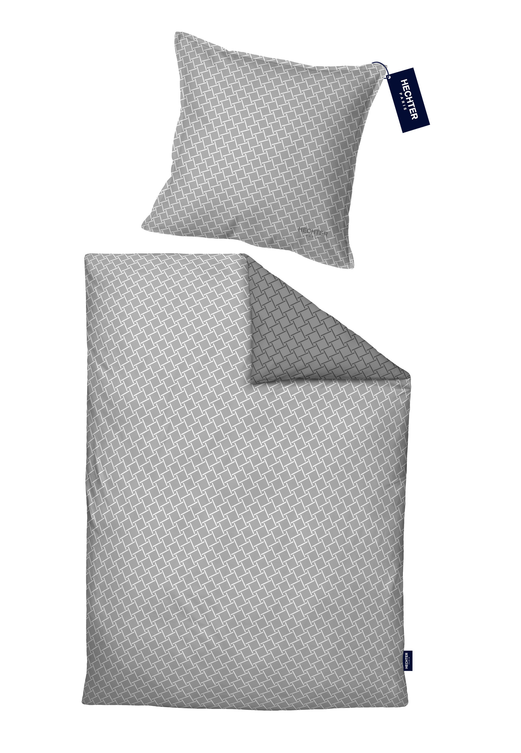 Biberna Satin 135 x 200 cm + 80 x 80 cm, silber/grau