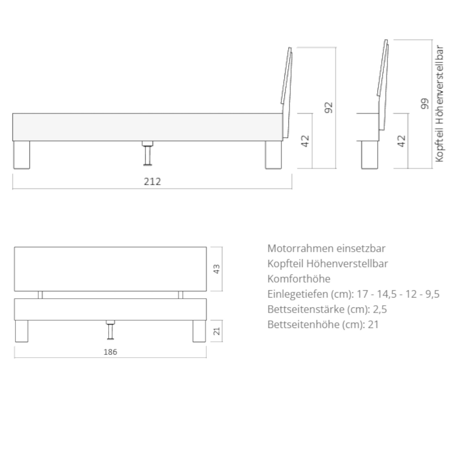 Dico Avantgarde Wildeiche Massivholz Bettrahmen incl. Kopfteil 390.41
