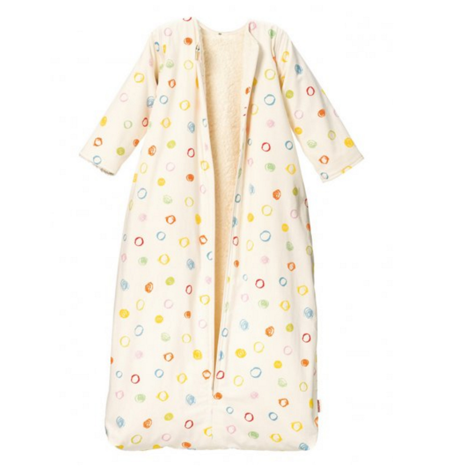 Cotonea Bio-Baumwolle Schlafsack mit Plüschfutter/abnehmbare Ärmel Kritzelkreise, Größe 130