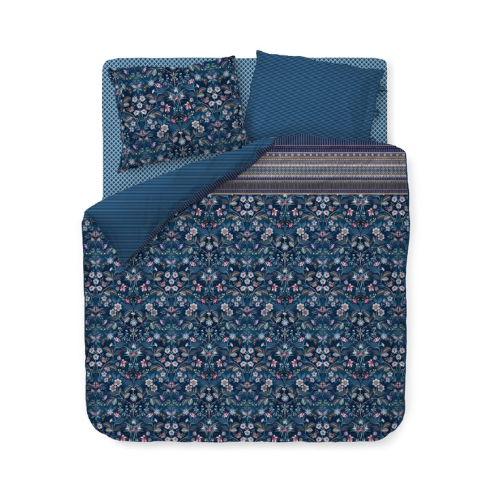 Pip Perkal-Bettwäsche Mirrorama Größe 200x200 cm 2 x 80x80 cm Dark Blue