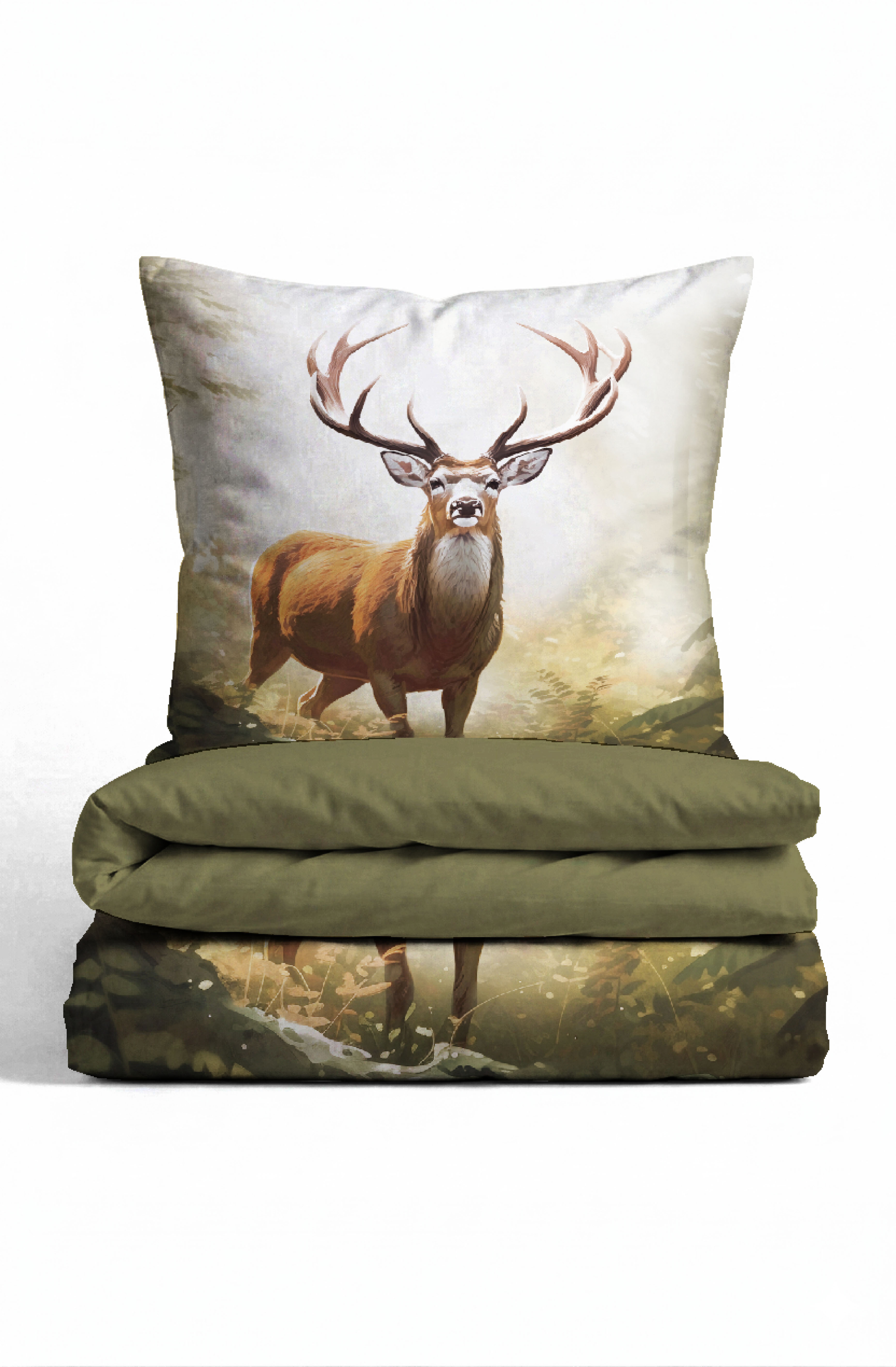 Biberna Hirsch fichte 155x220 cm, Feinbiber-Bettwäsche