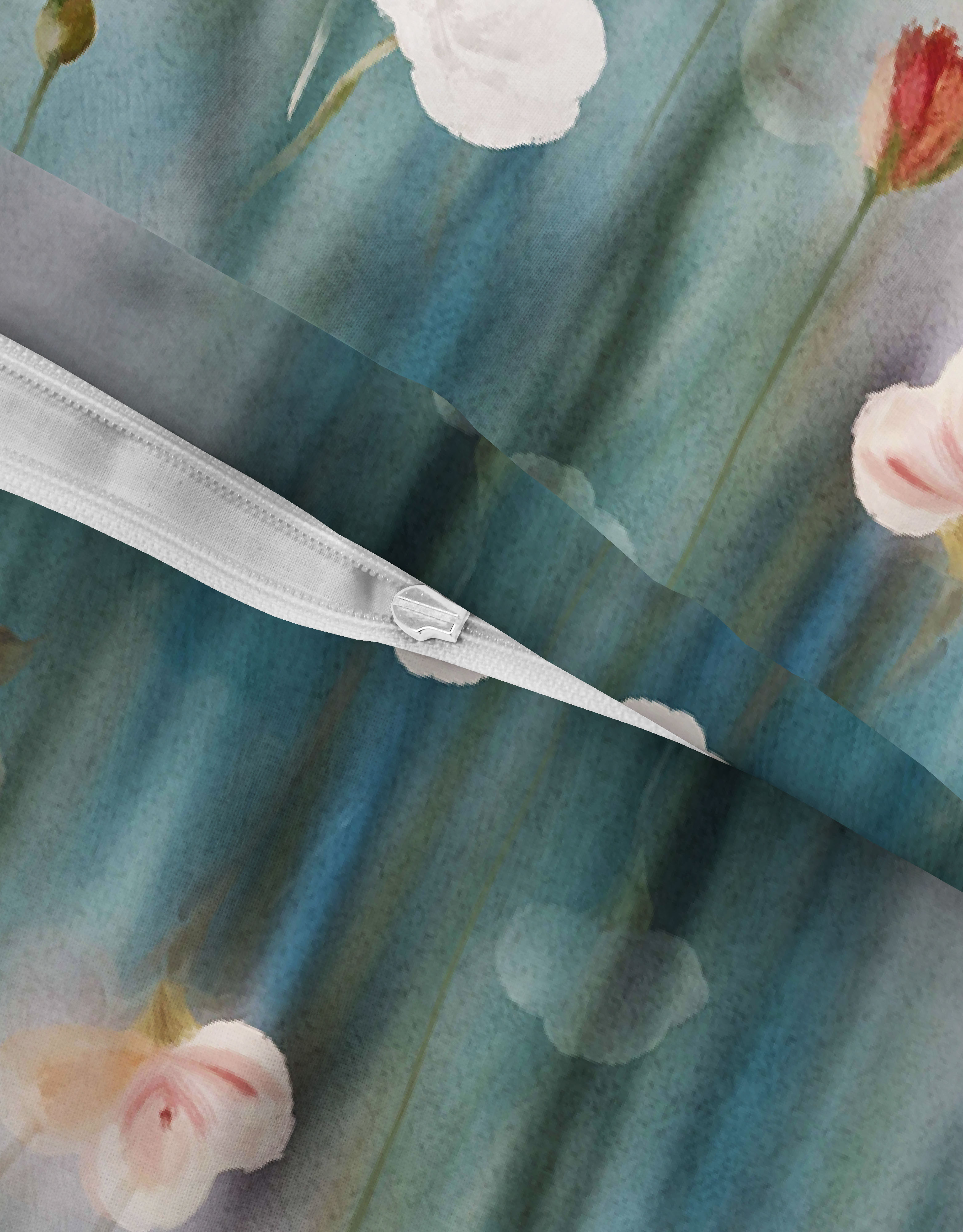 Biberna Aquarellblumen natur 135x200 cm, Feinbiber-Bettwäsche