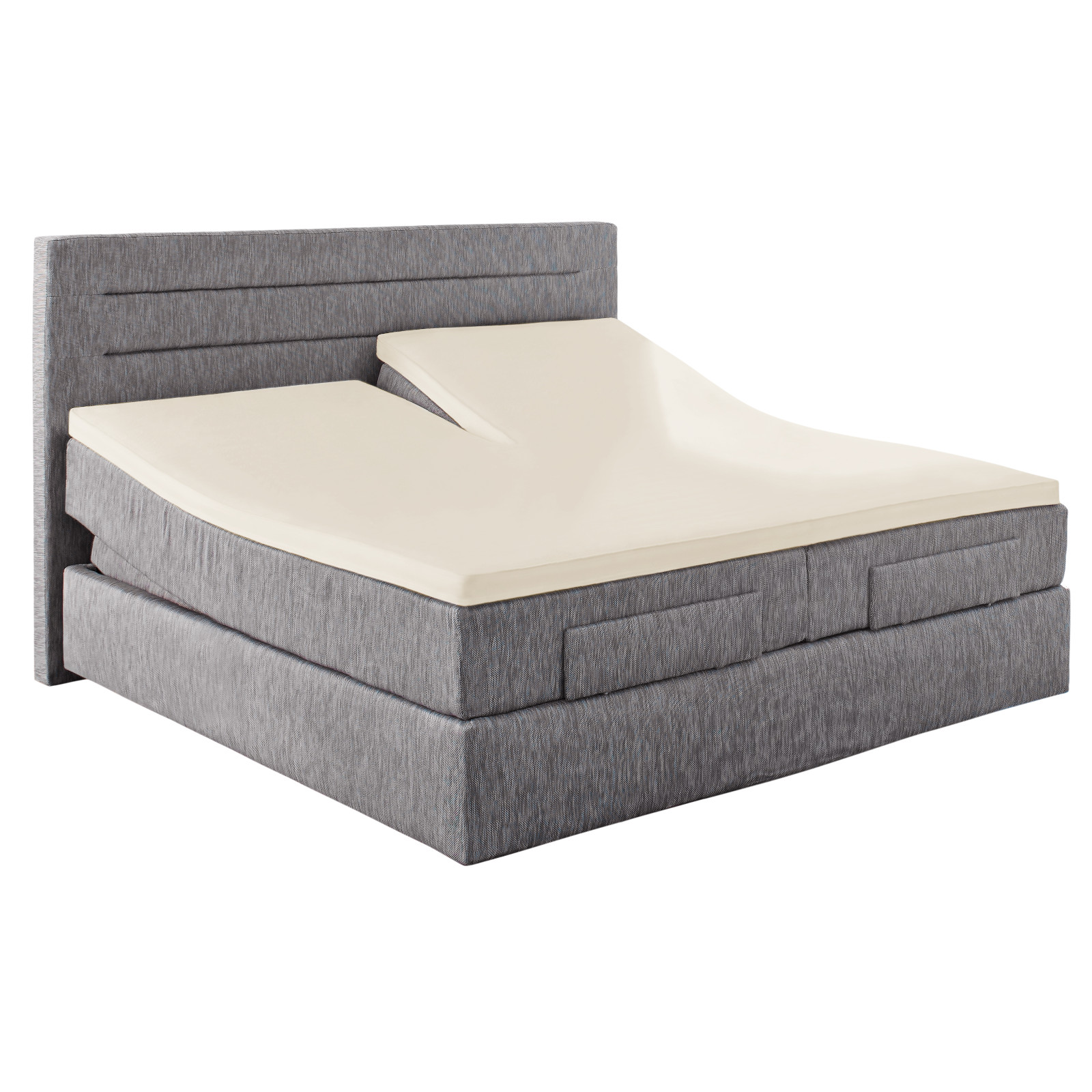 Hahn Haustextilien Elastan-Feinjersey-Spannbetttuch für Split-Topper 180-200x200 cm Höhe 4-10 cm ecru