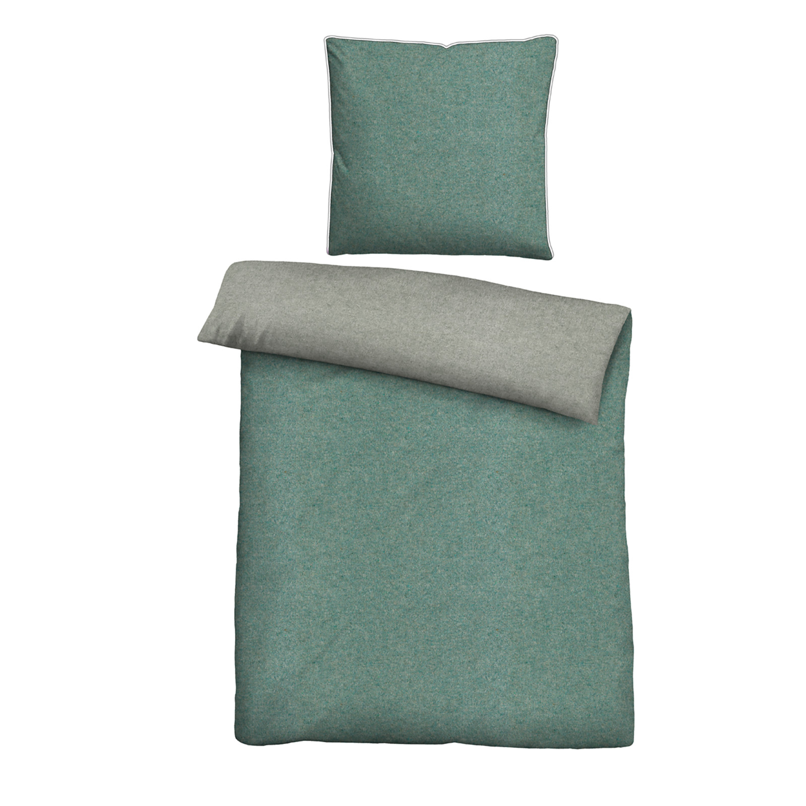 Biberna Melange Flanell-Wendebettwäsche 0840500-429, Größe 155x220 cm, fichte