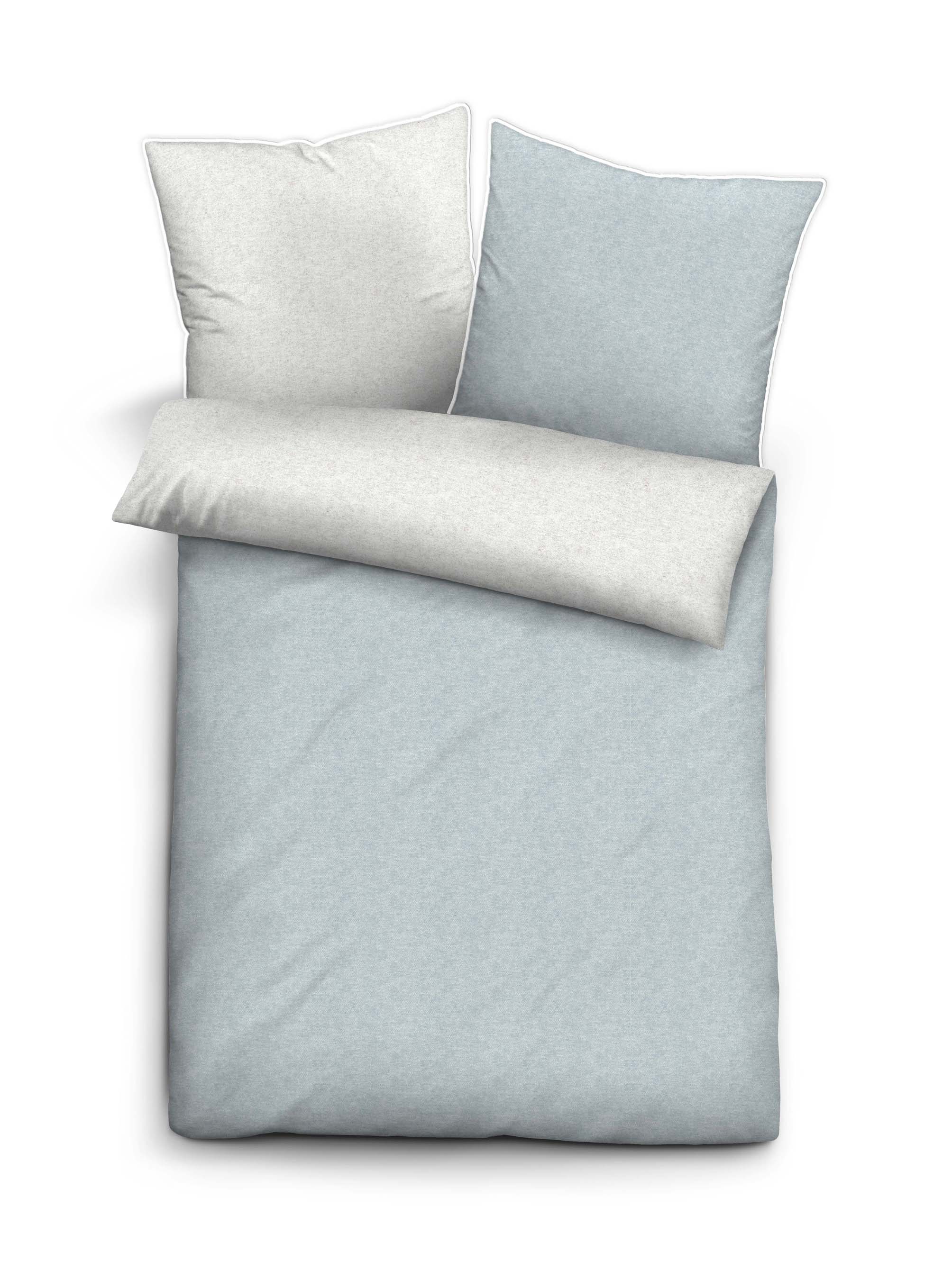 Biberna Melange Flanell-Wendebettwäsche 0840500-222, Größe 155x220 cm, ciel