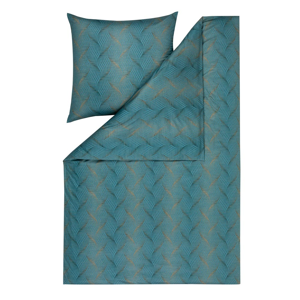 Estella Mako-Interlock-Jersey Ruben, Größe 135x200 cm+80x80 cm, petrol