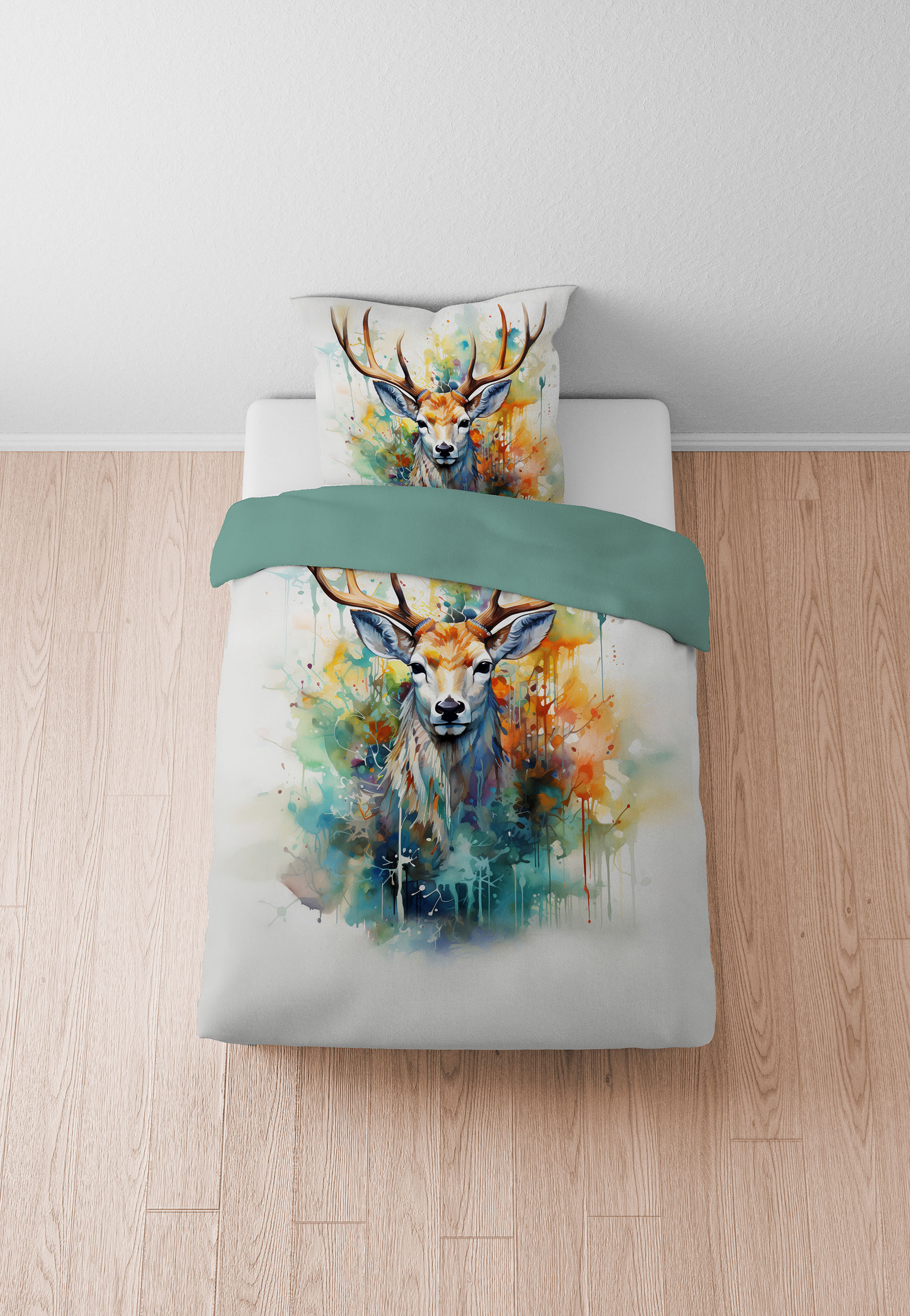 Biberna Renforcé Bettwäsche Hirsch, Größe 1x 155x220 cm + 1x 80x80 cm, natur