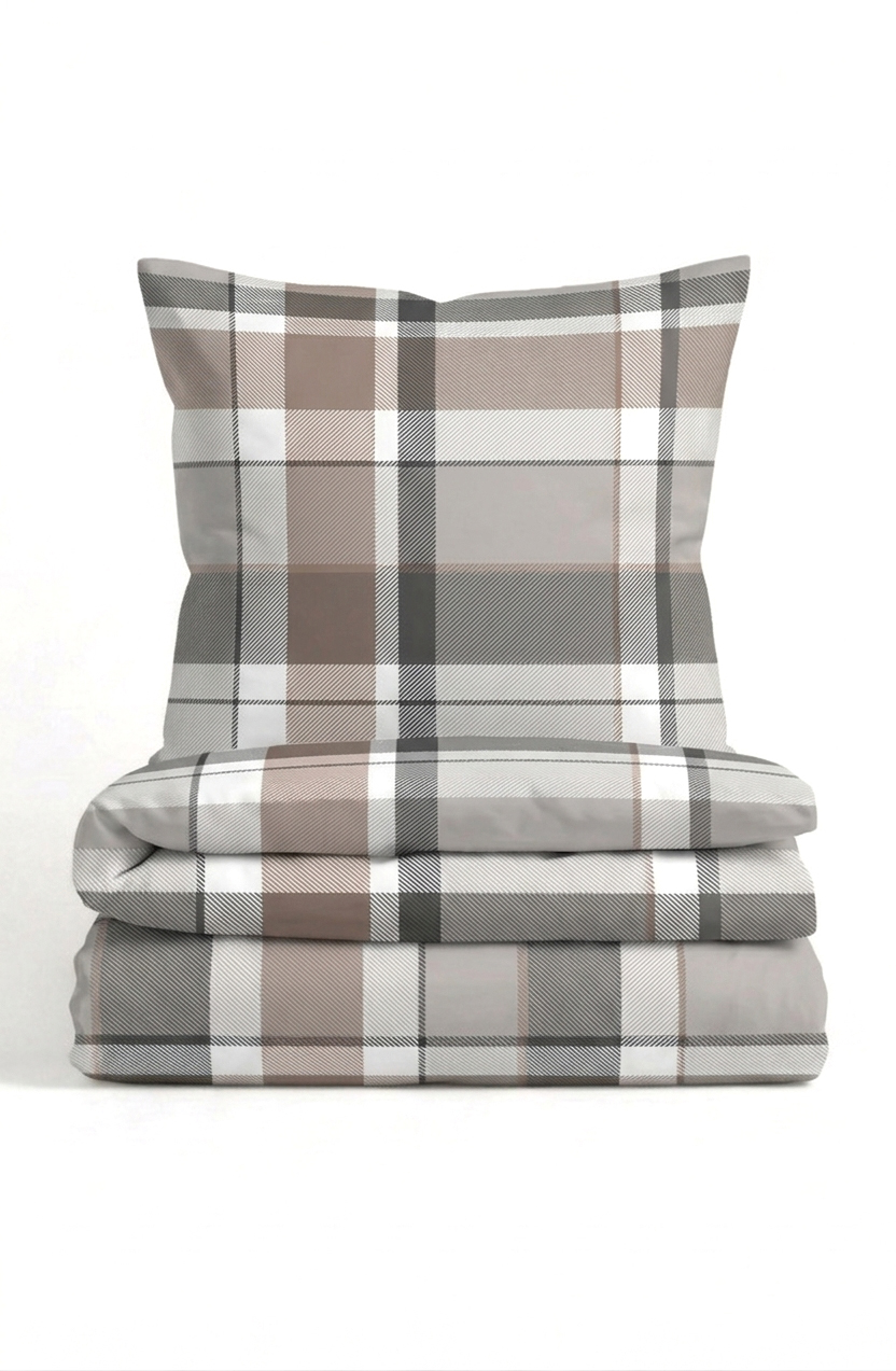 Castell Feinbiber Bettwäsche Karo groß 155x220 cm - taupe