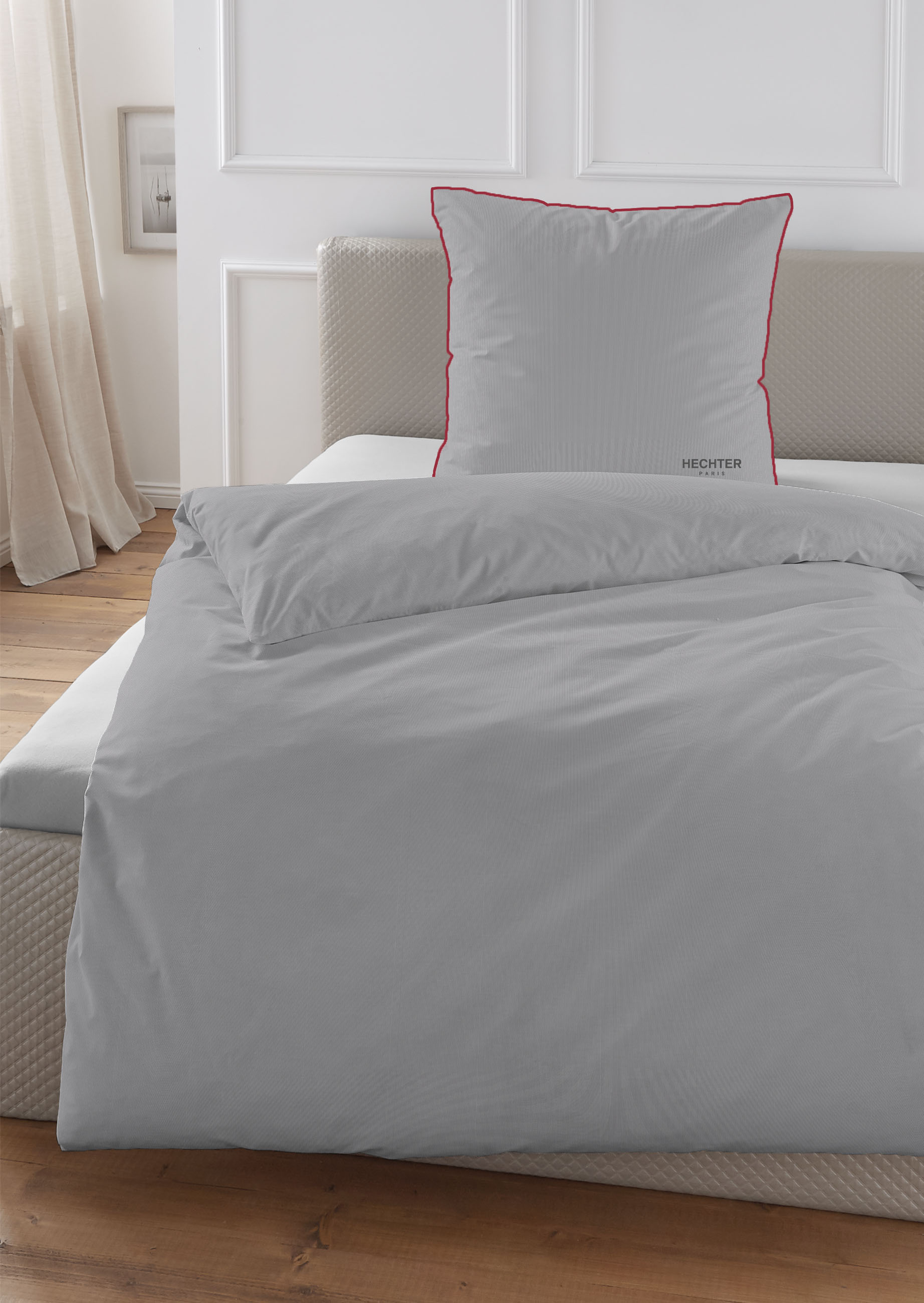 Biberna Satin 135 x 200 cm + 80 x 80 cm, silber/grau