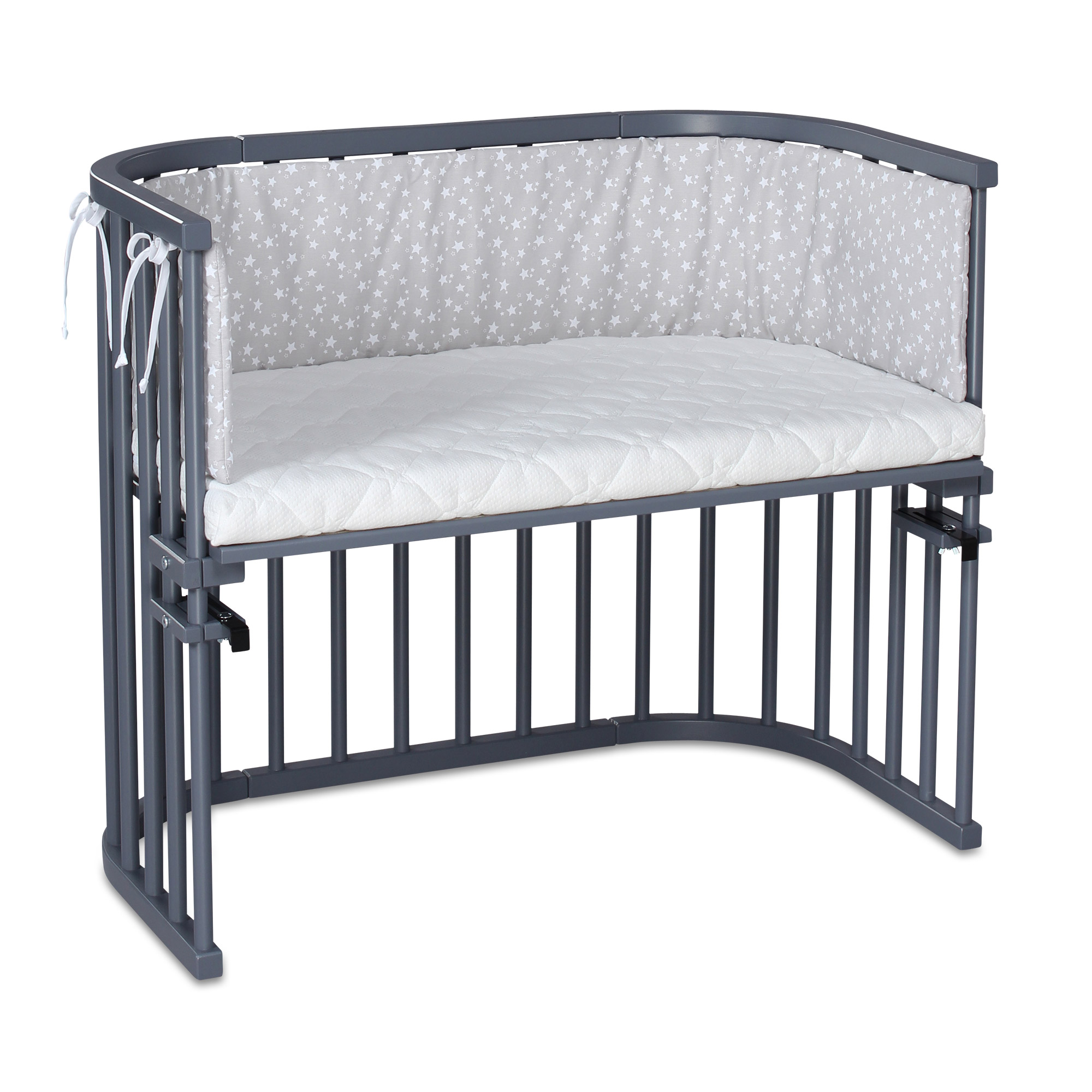 babybay Maxi Beistellbett (für Betten mit Rahmen), schiefergrau lackiert