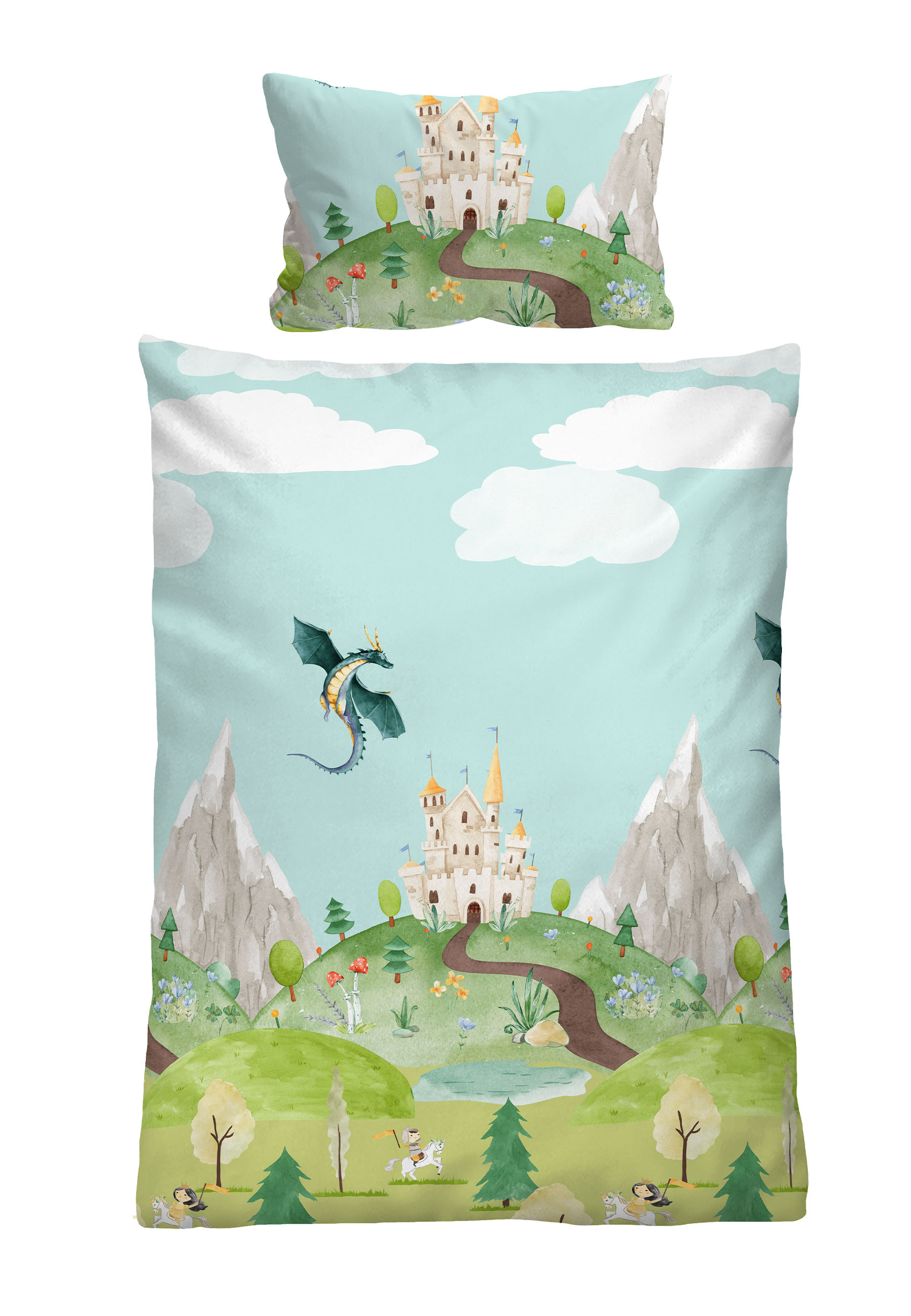 Biberna Linon Bettwäsche Ritterburg 100x135 cm + 40x60 cm