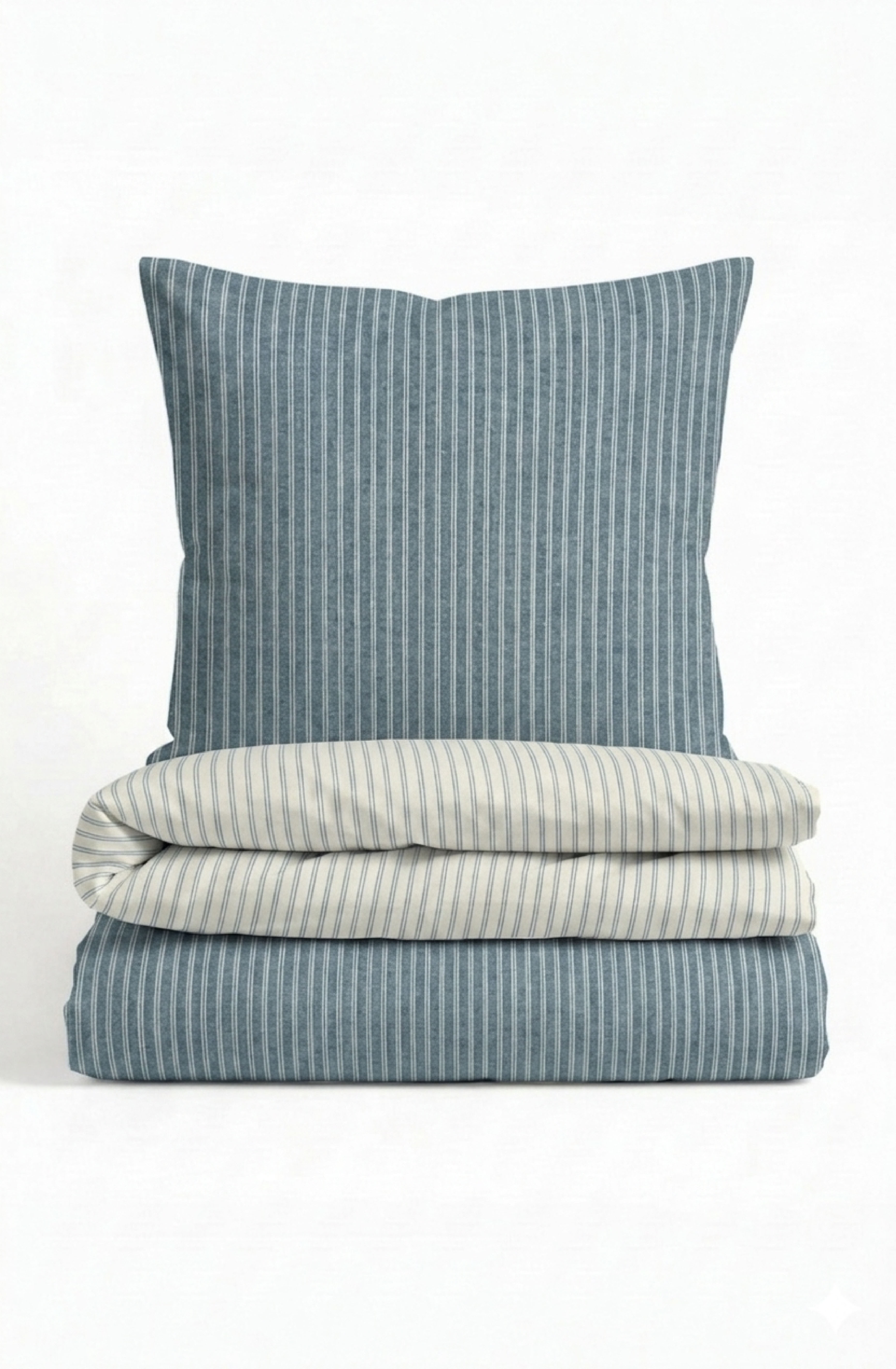 Biberna Wendebettwäsche blau 155x220 cm, Melange-Flanell-Bettwäsche