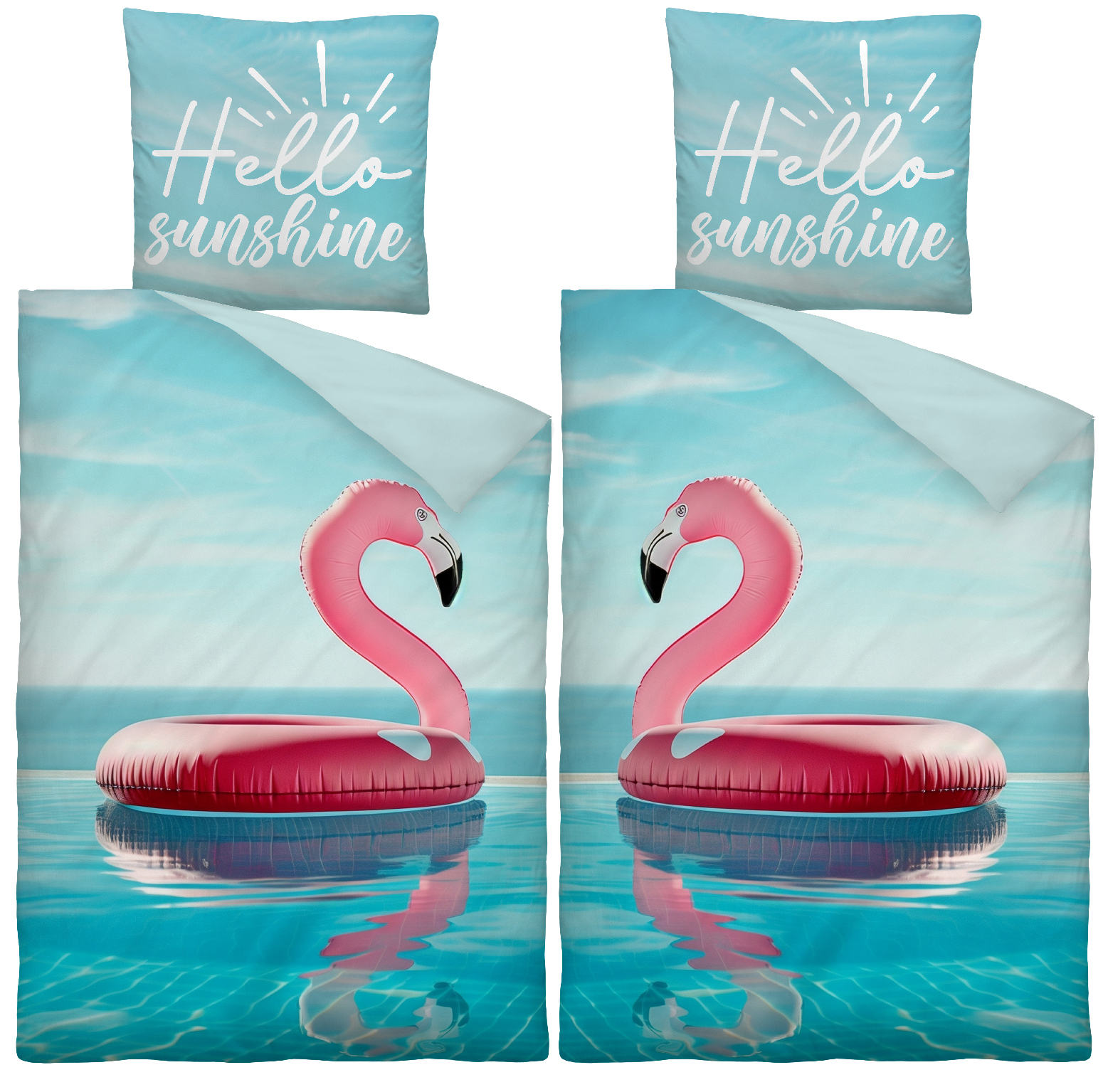 Castell Partnerbettwäsche 135x200 cm Flamingo, Mikrofaser (Doppelpack)