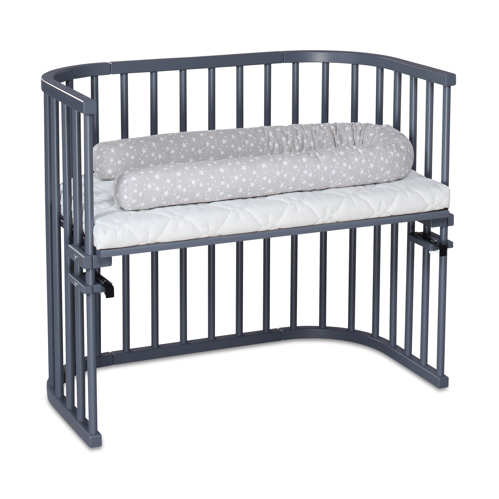 babybay Maxi Beistellbett (für Betten mit Rahmen), schiefergrau lackiert