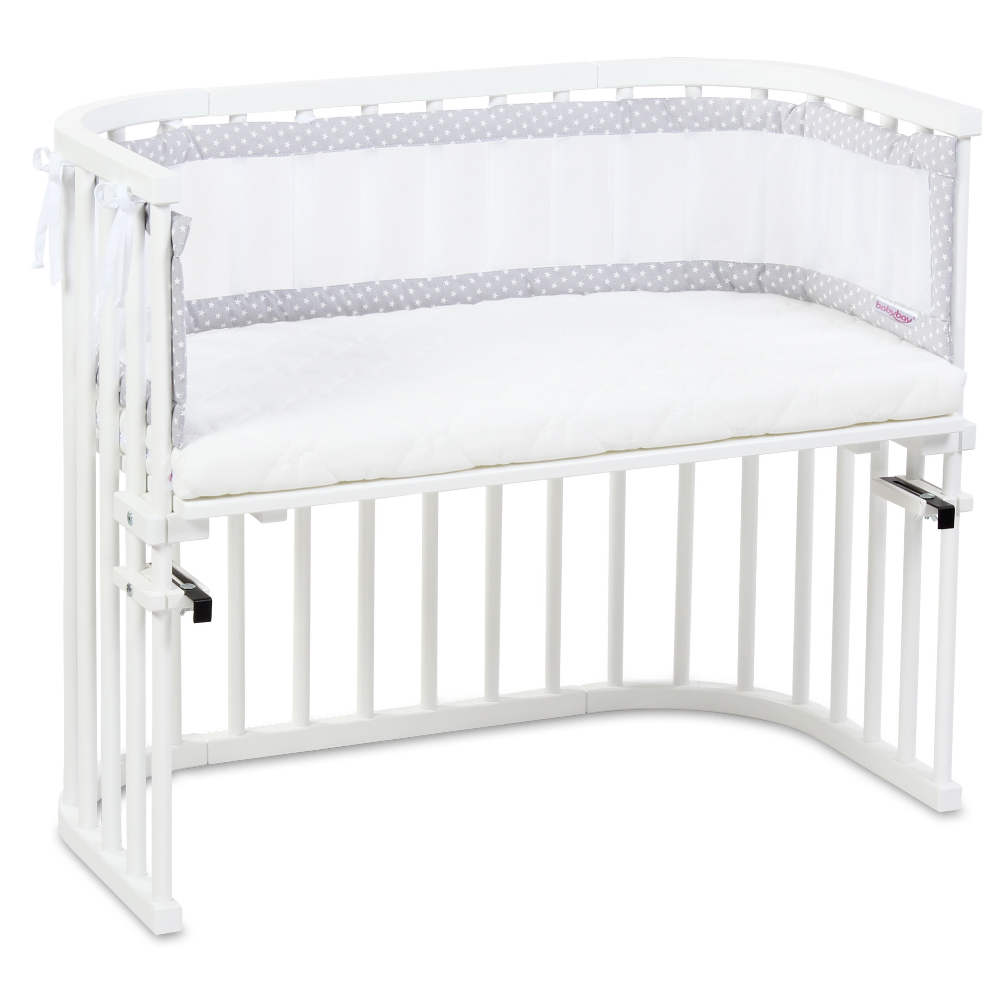 babybay Nestchen Mesh passend für Modell Boxspring XXL, lichtgrau Sterne weiß
