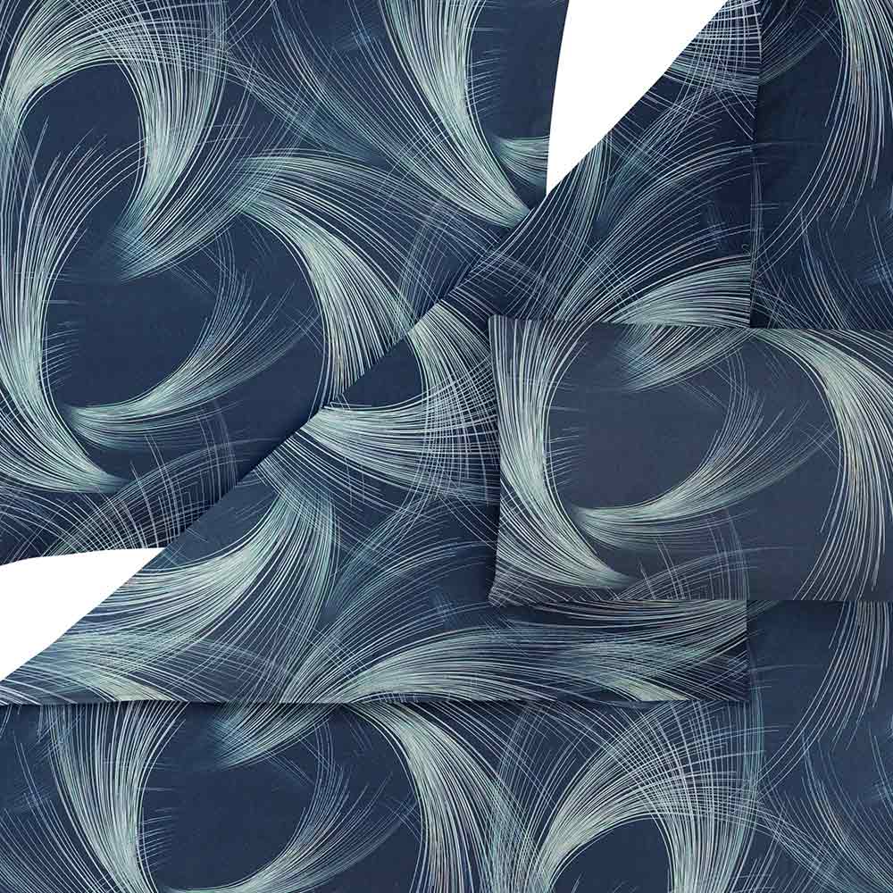 Estella Mako-Satin-Bettwäsche Lino, Größe 135x200+80x80 cm+40x80 cm Kissenbezug, navy