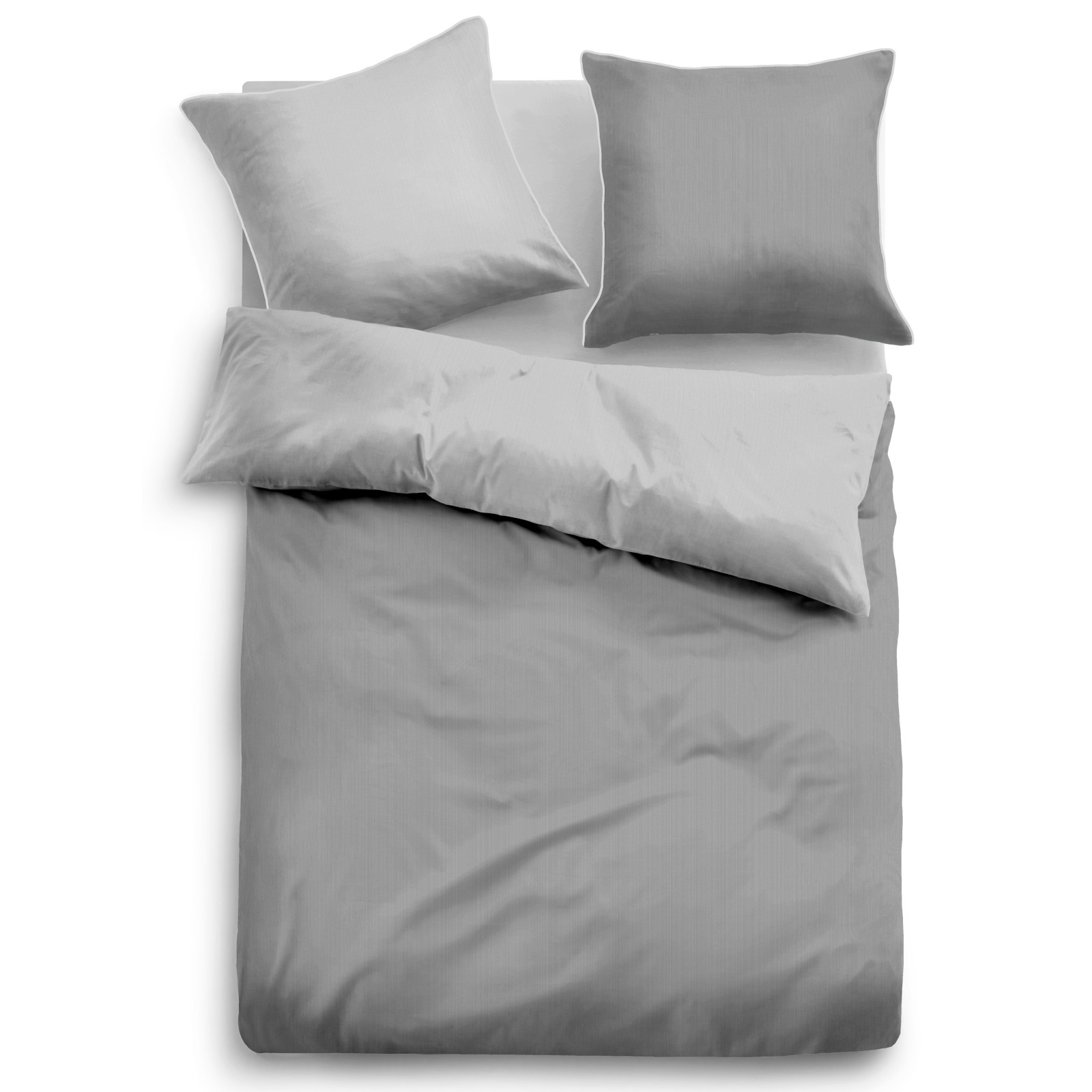 Tom Tailor Satin Bettwäsche UNIOPTIK - ZARTE STREIFEN Größe 135x200/80x80 cm grey