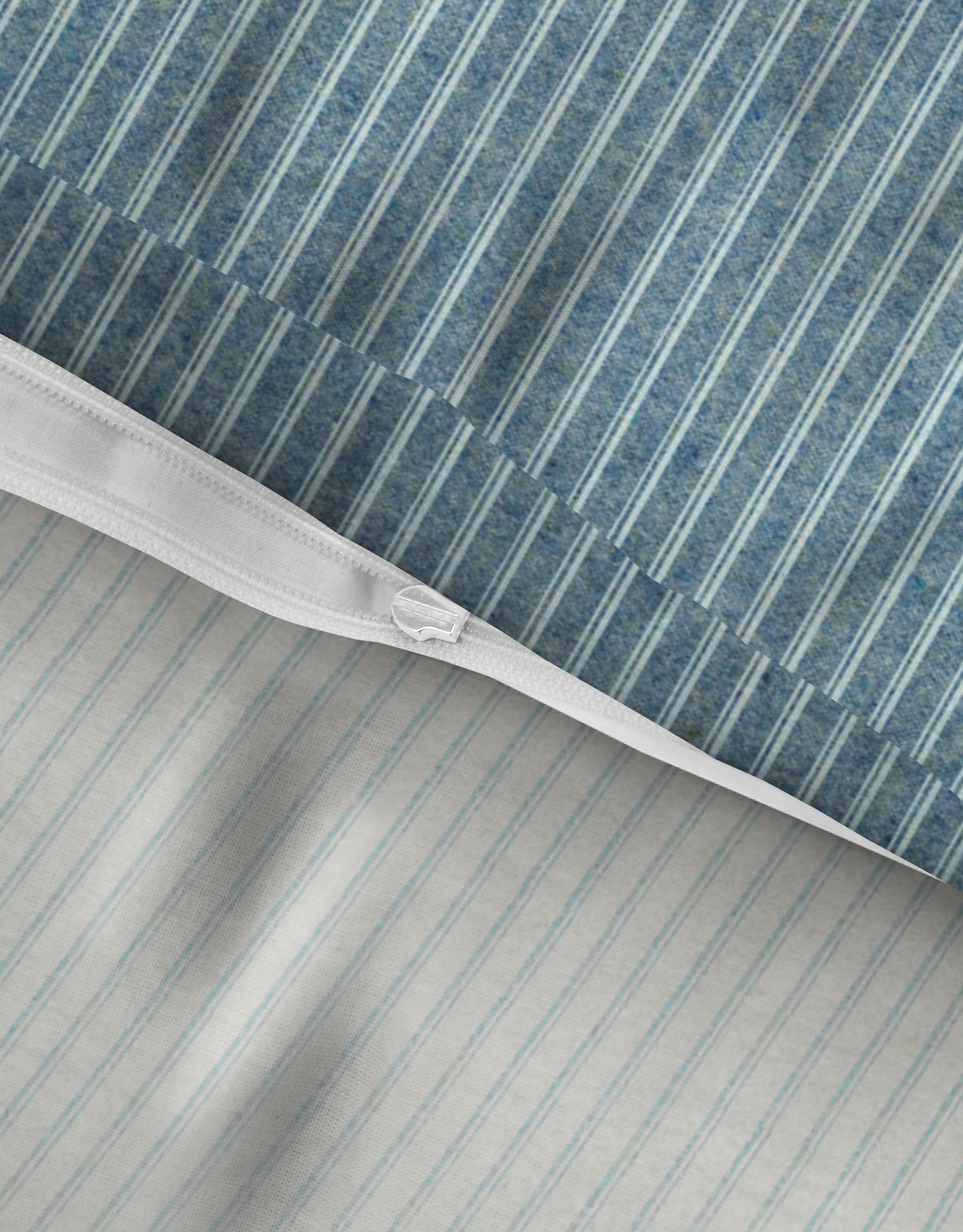 Biberna Wendebettwäsche blau 155x220 cm, Melange-Flanell-Bettwäsche