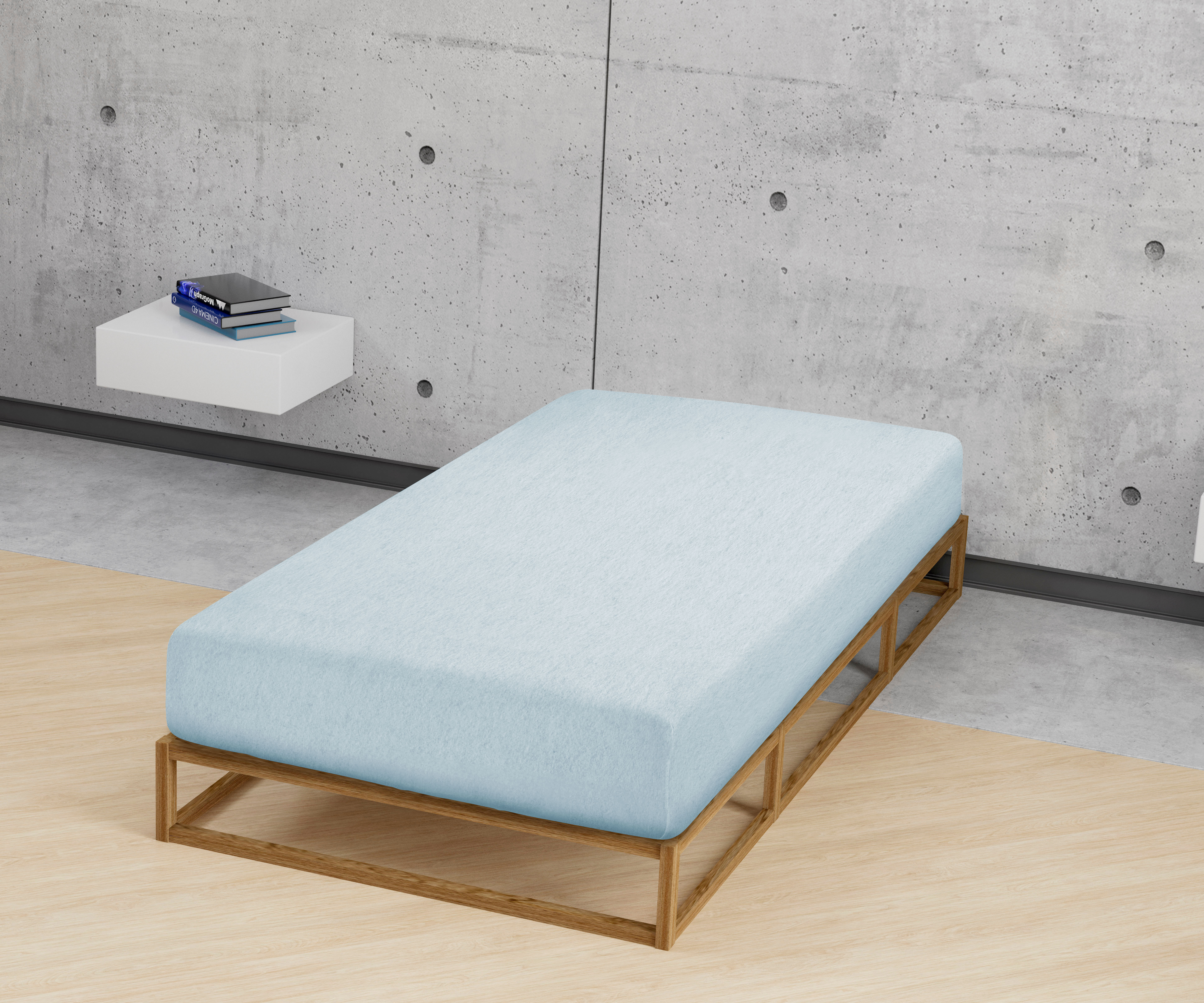 Biberna Spannbetttuch ciel 180x200 cm - 200x200 cm, Biber Melange uni