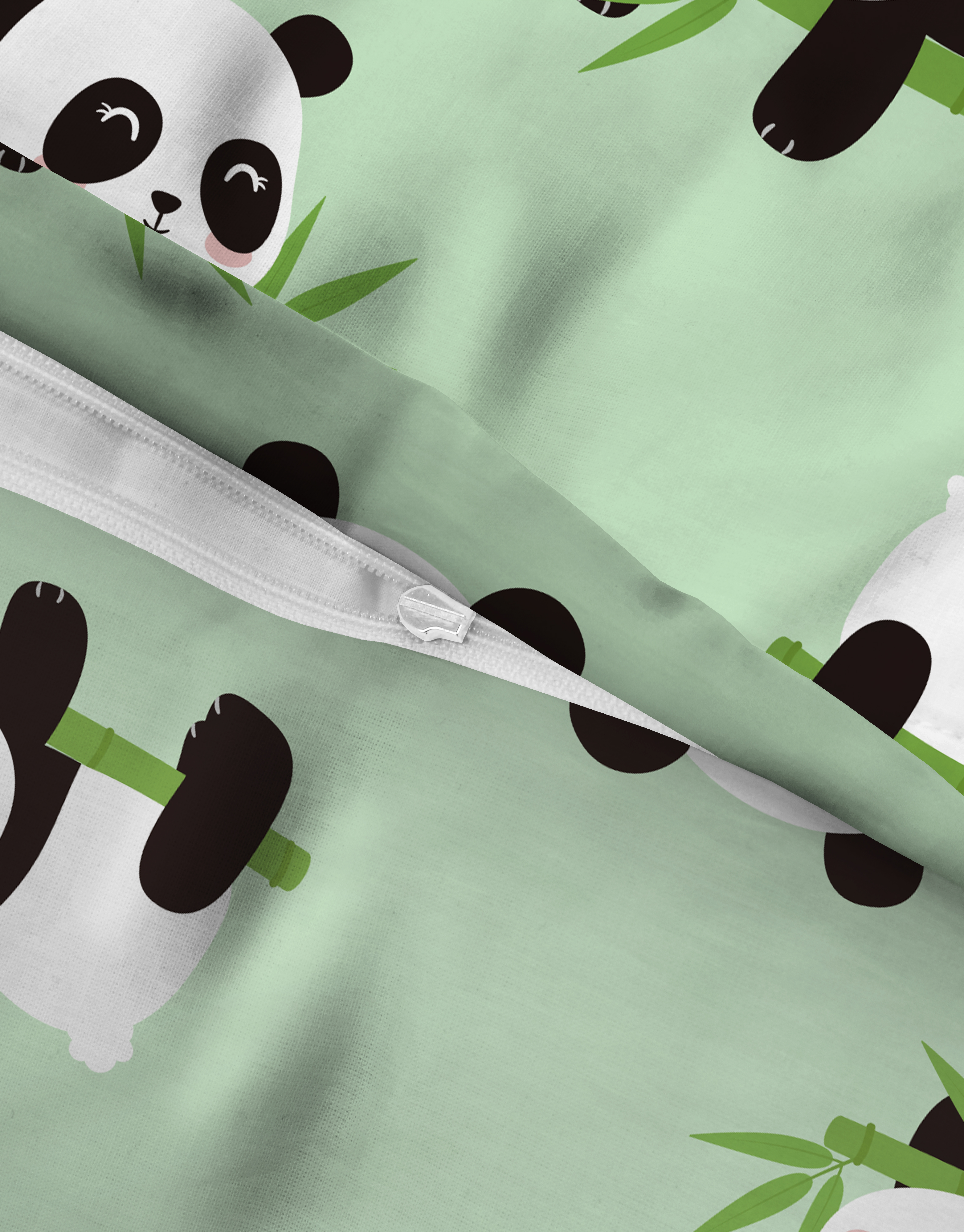 Castell Polar-Fleece Bettwäsche Panda 135x200 cm - mint