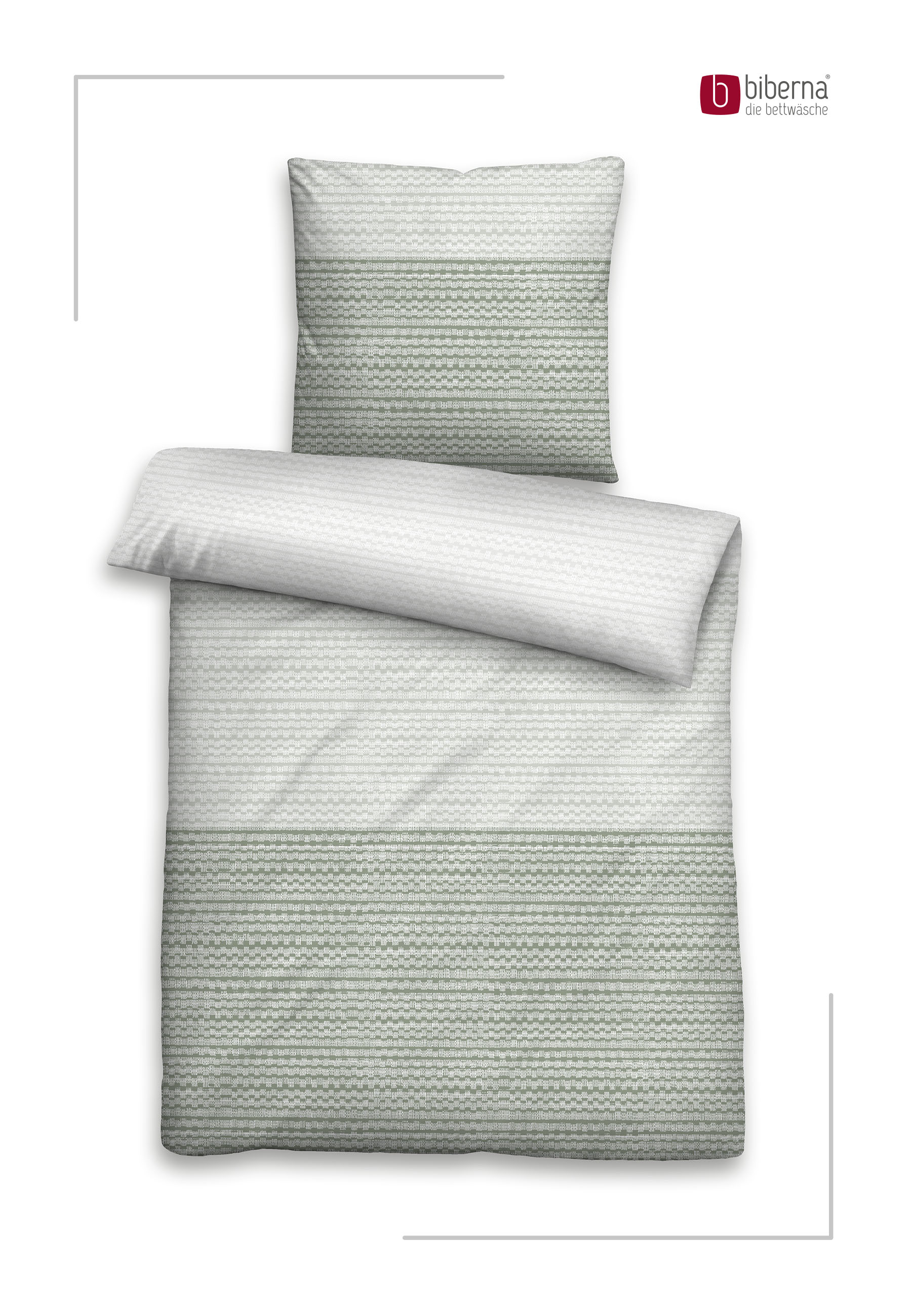 Biberna Struktur salbei 155x220 cm, Feinbiber-Bettwäsche