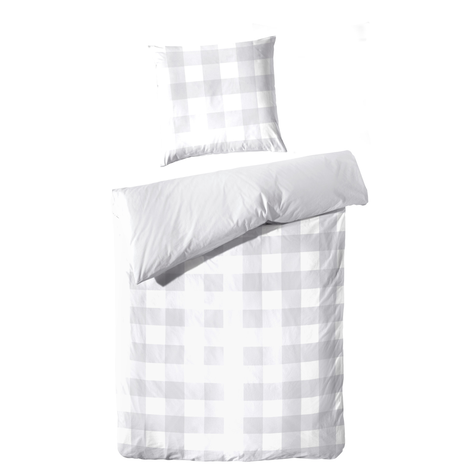 Hahn Haustextilien Perkal Bettwäsche grau karo Größe 220x240 cm