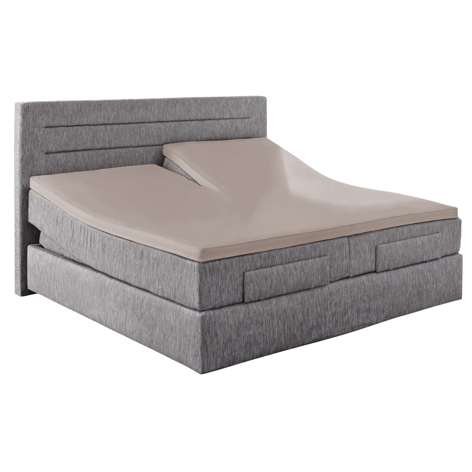 Hahn Haustextilien Elastan-Feinjersey-Spannbetttuch für Split-Topper 180-200x200 cm Höhe 4-10 cm kiesel