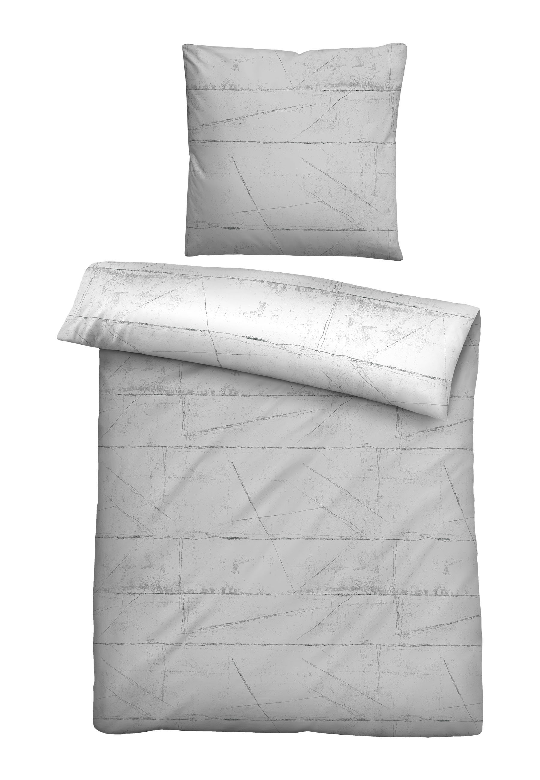 Biberna Baumwoll-Satin Bettwäsche 135 x 200 cm + 80 x 80 cm, sturmgrau