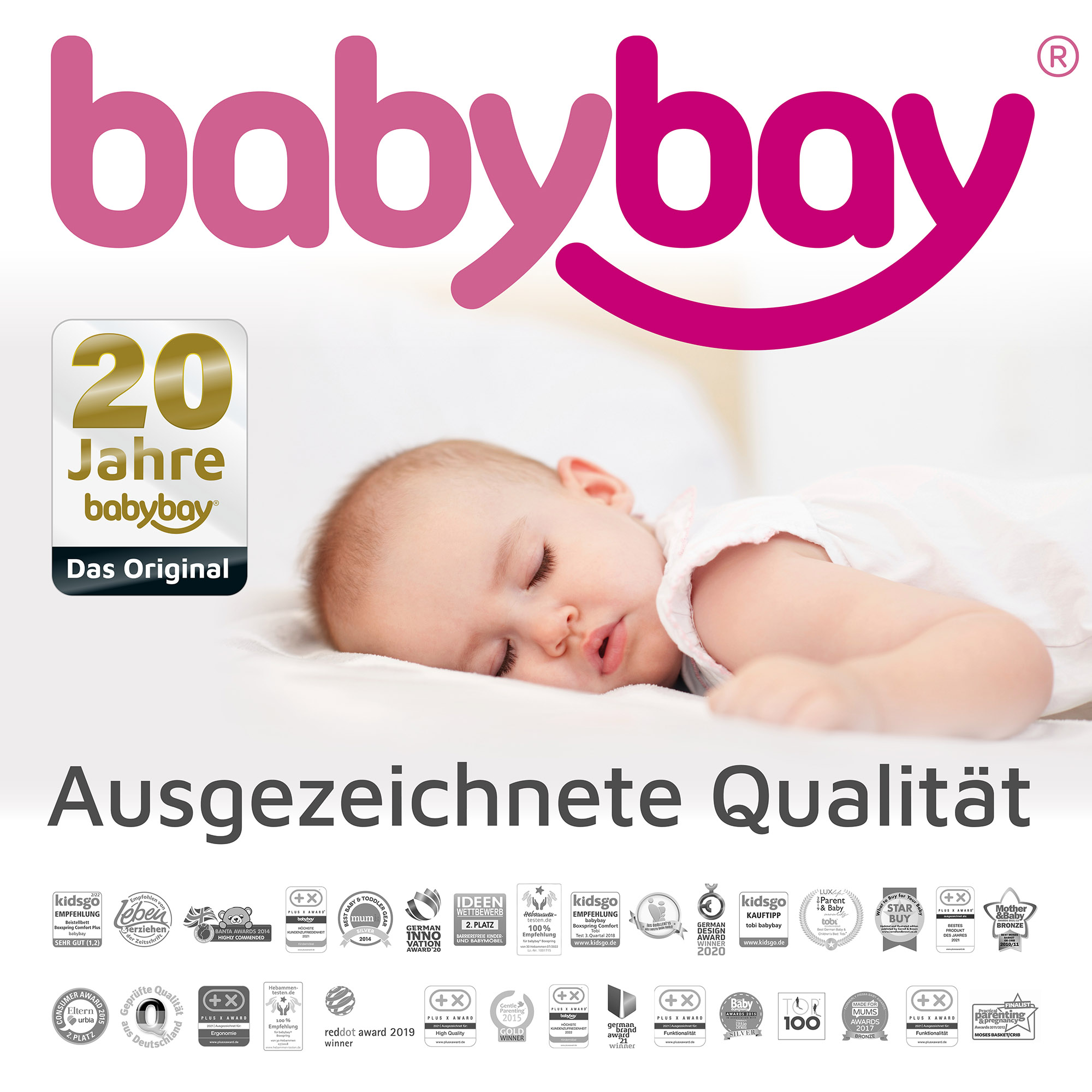 babybay Nestchen Mesh passend für Modell Boxspring XXL, lichtgrau Sterne weiß