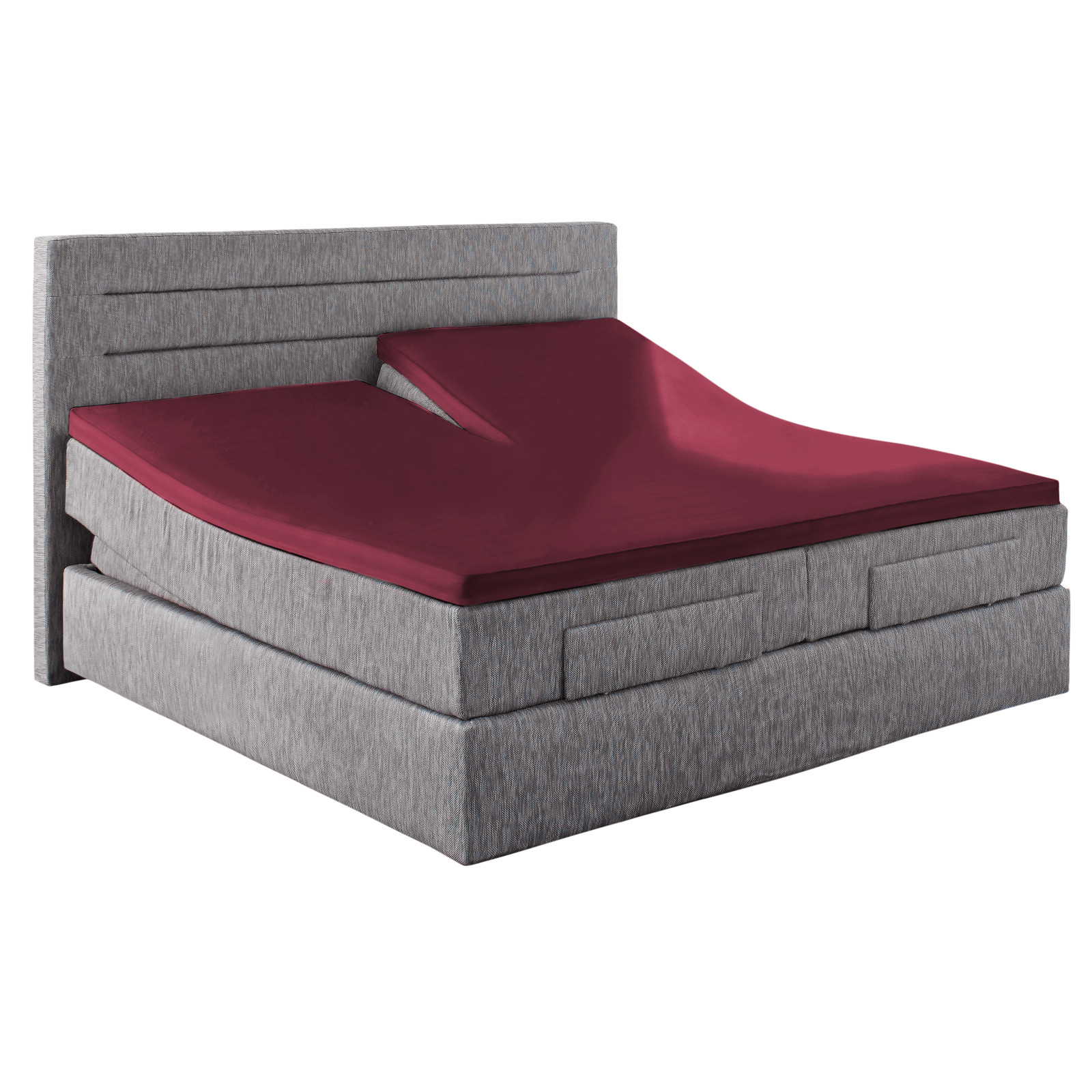 Hahn Haustextilien Elastan-Feinjersey-Spannbetttuch für Split-Topper 180-200x200 cm Höhe 4-10 cm bordeaux