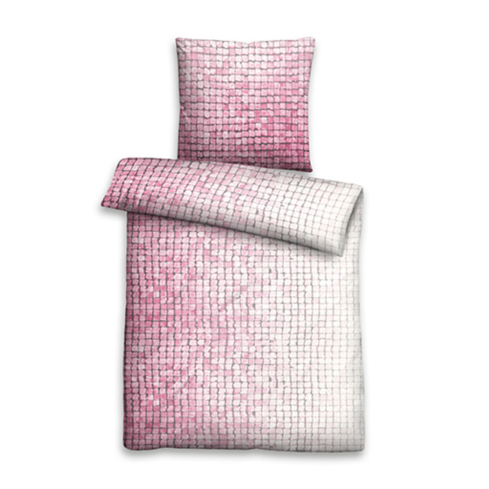 Biberna Linon Bettwäsche Mosaik 155x220 cm 44754-140 rot