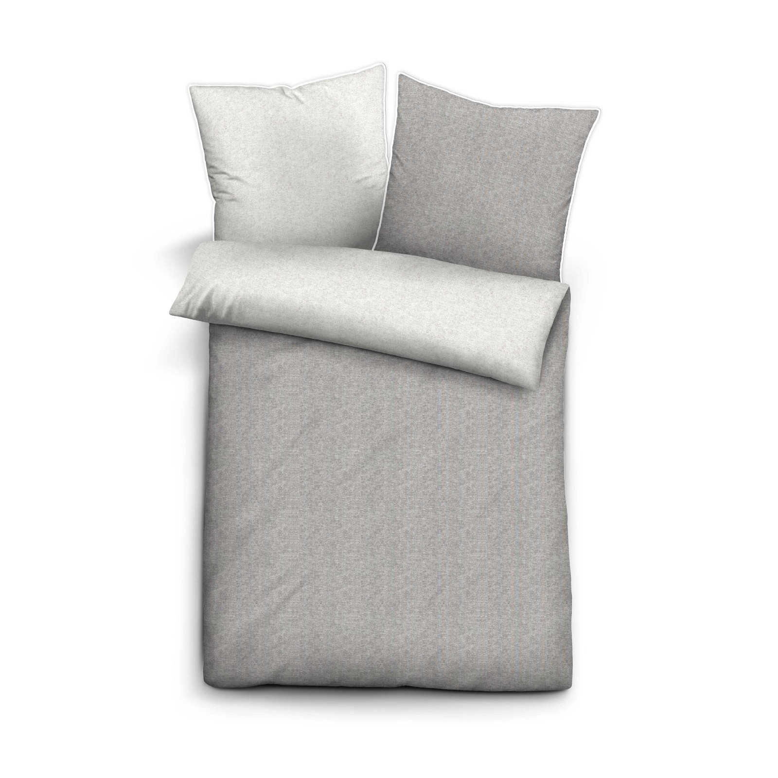 Biberna Melange Flanell-Wendebettwäsche 0840500-017, Größe 155x220 cm, sturmgrau