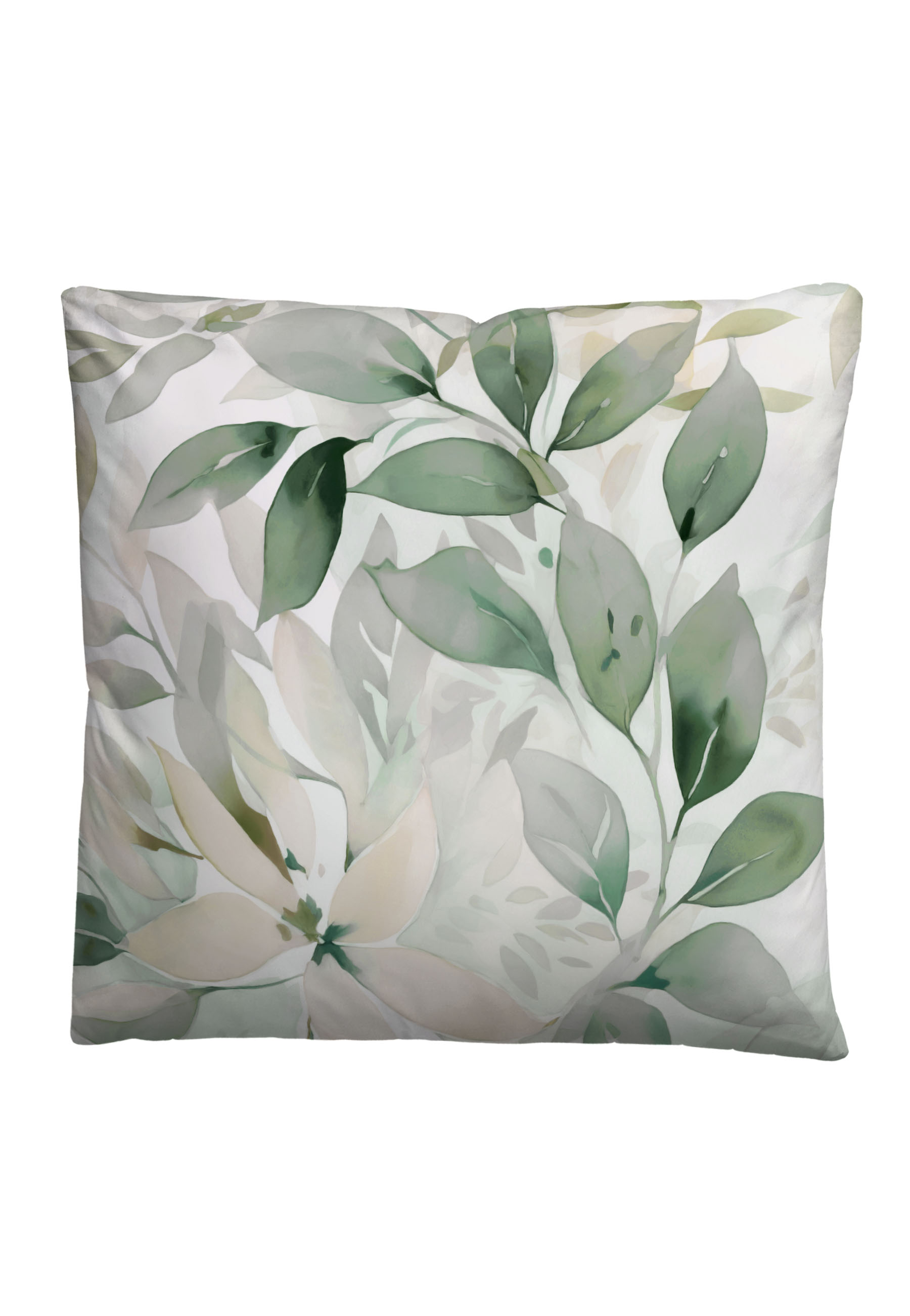 Biberna Blätterranke 155x220 cm+80x80 cm, Satin-Bettwäsche fichte