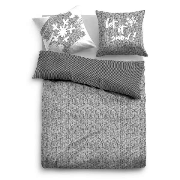 Tom Tailor Satin-Wendebettwäsche let it snow, Größe 155x220 cm, grau