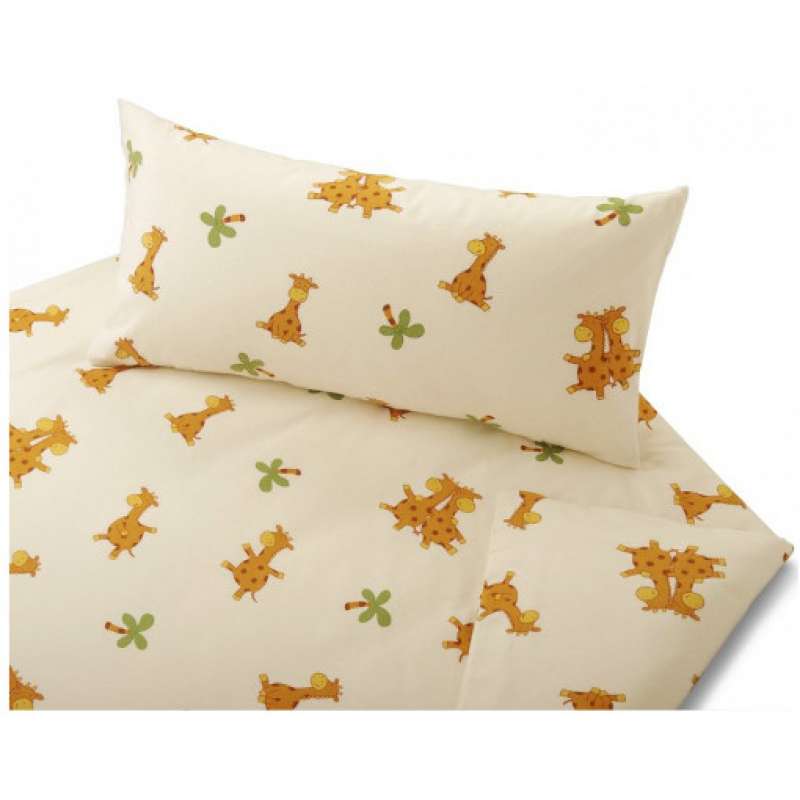 Cotonea Bio-Satin Kinder-Bettwäsche Giraffe Größe 100x135+40x60 cm Kissenbezug