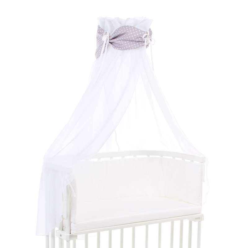 babybay Himmel Organic Cotton mit Schleife für alle Modelle, lichtgrau Sterne weiß