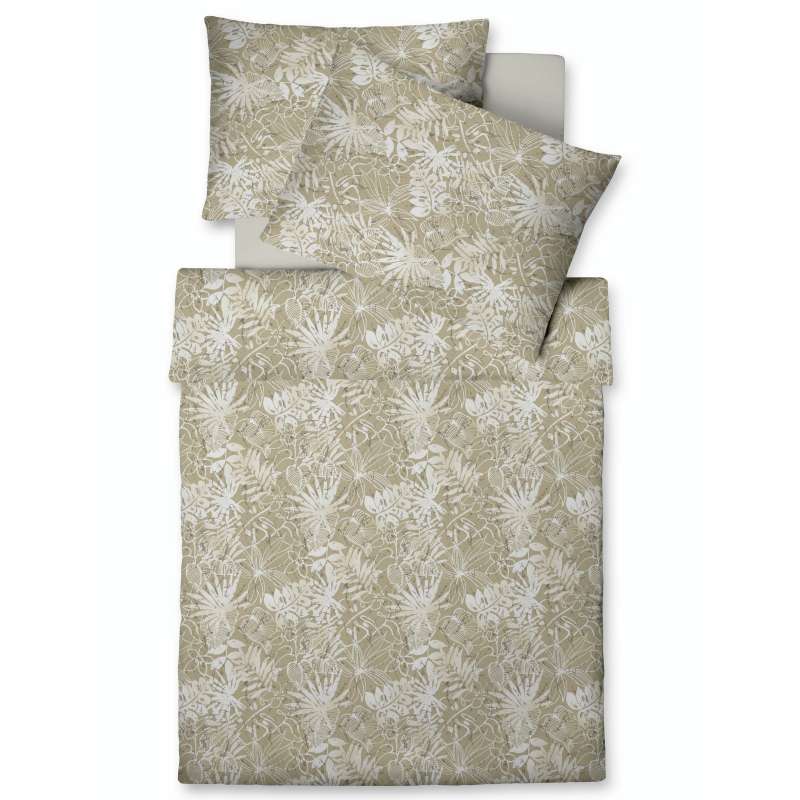 Fleuresse Vegane Mako Satin Bettwäsche Farbe Taupe Größe 155x220+80x80 cm Kopfkissen