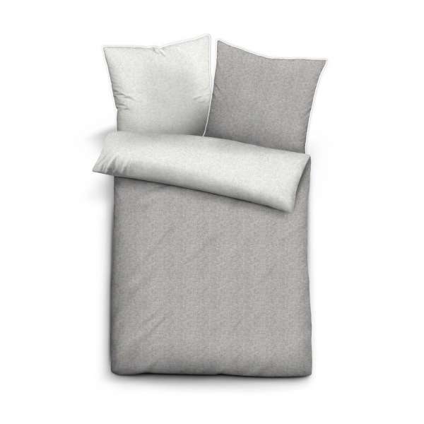 Biberna Melange Flanell-Wendebettwäsche 840500-017, Größe 200x200 cm, sturmgrau