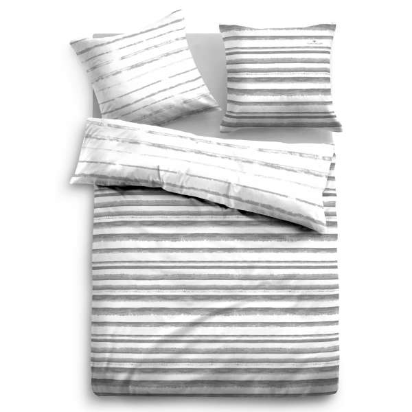 Tom Tailor Satin-Wendebettwäsche 69893-844 Größe 200x200/2x80x80 cm grau