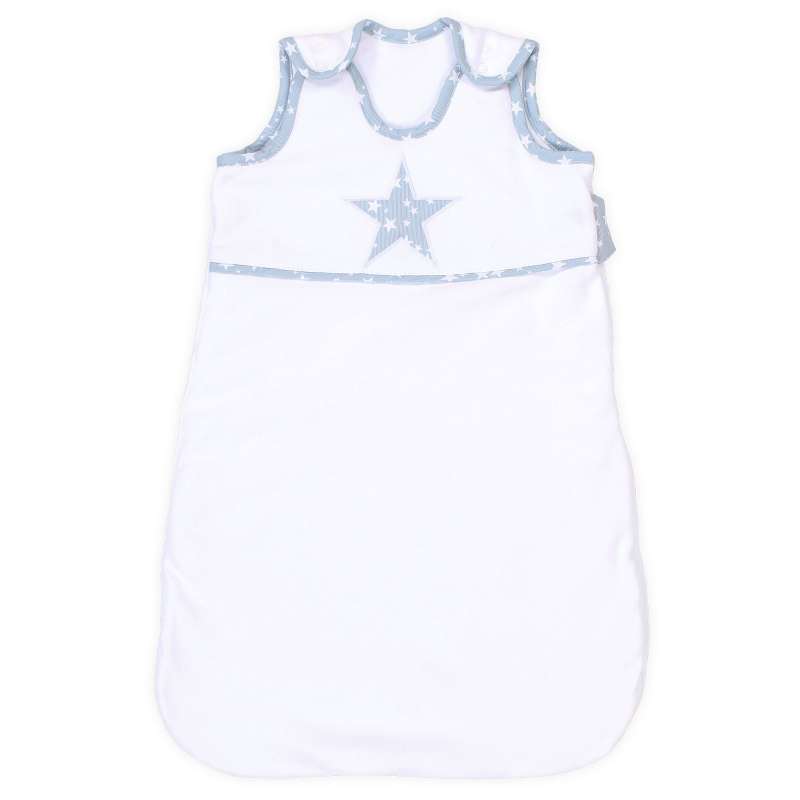 babybay Schlafsack Organic Cotton, weiß Applikation Stern azurblau Sterne weiß
