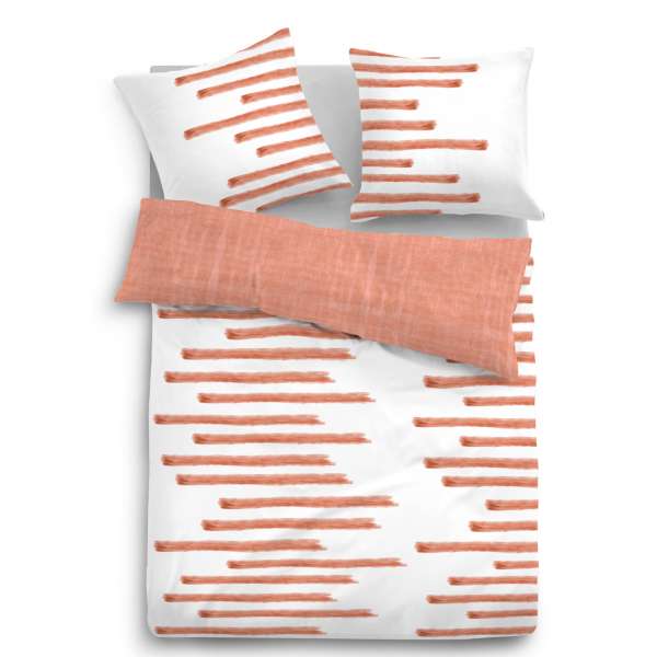 Tom Tailor Satin Wendebettwäsche Streifen, Größe 135x200/80x80 cm, rosé