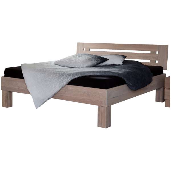 Bed Box Massivholz Bettrahmen Premium Mailand Buche Komforthöhe mit Kopfteil