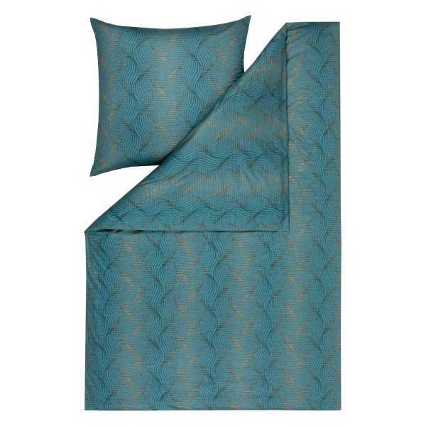 Estella Mako-Interlock-Jersey-Bettwäsche Ruben Größe 155x220/80x80 cm 2-teilig, petrol