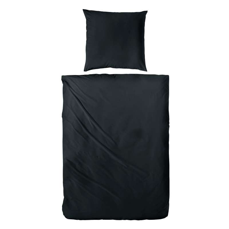 Hahn Haustextilien Luxus-Satin Bettwäsche uni Farbe schwarz Größe 135x200 cm