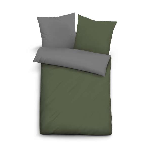 Biberna Linon Wendebettwäsche UNI, Größe 155x220/80x80 cm, fichte