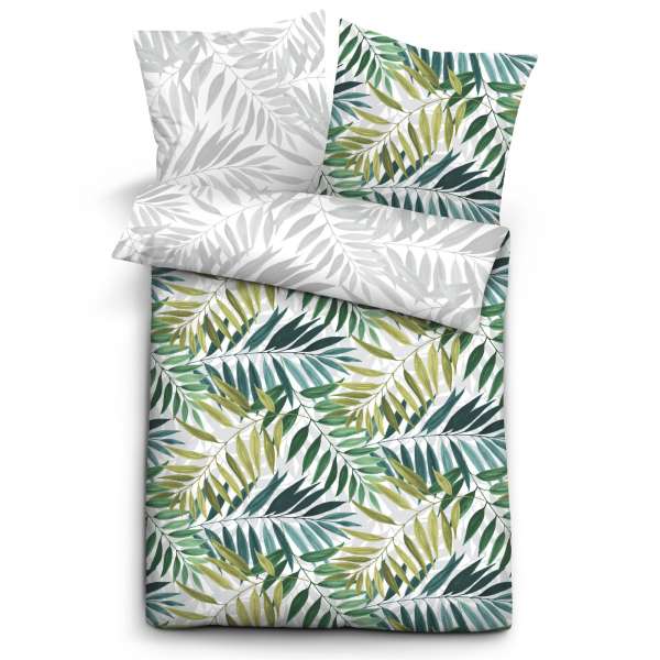 Biberna Mako Satin Bettwäsche Blätter Größe 135x200/80x80 cm multi
