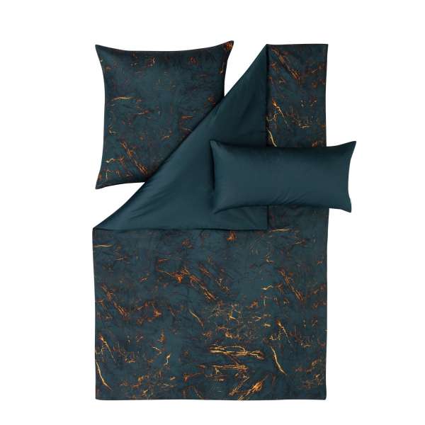 Estella Mako-Satin-Bettwäsche Raphael Größe 155x220/80x80/40x80 cm 3-teilig, petrol
