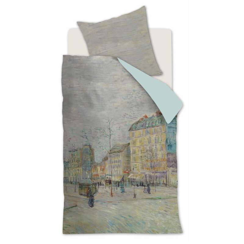 beddinghouse Mako Satin Bettwäsche van Gogh Boulevard Größe 135x200/80x80 cm, grey
